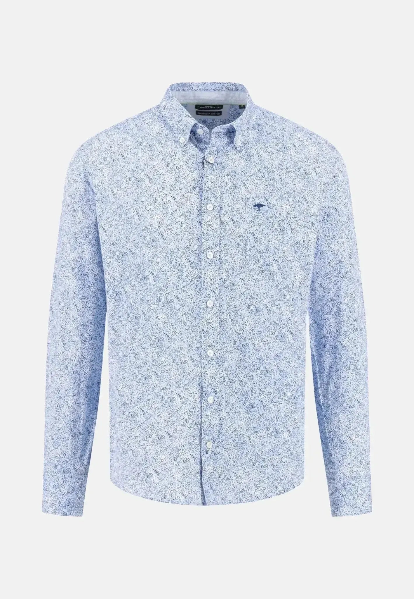 FYNCH-HATTON-Fynch-Hatton Minimal Flower Print Button Down Shirt New Breeze-NORTHERN THREADS DESIGNER MENSWEAR