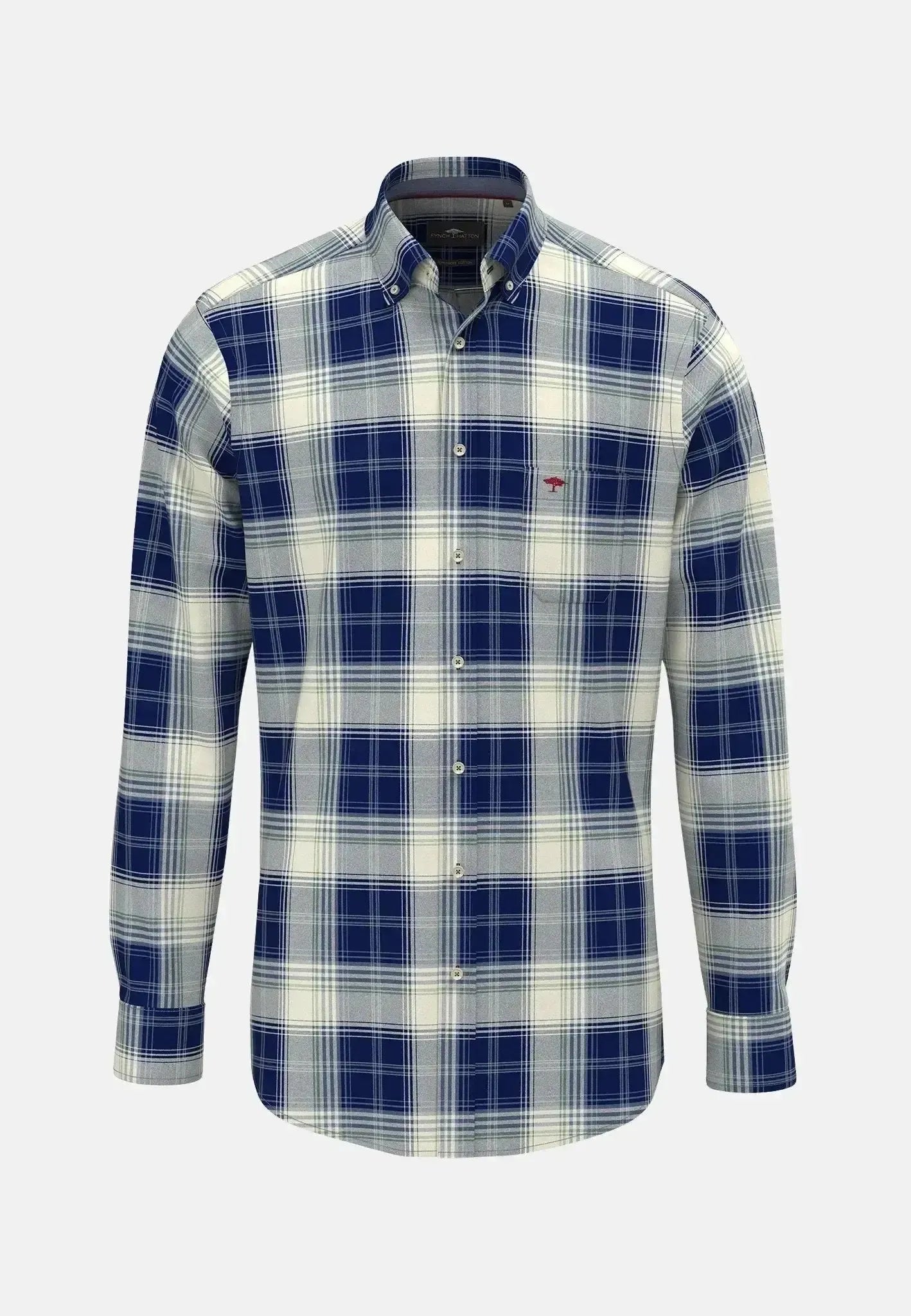 FYNCH-HATTON-Fynch-Hatton Modern Flannel Check Shirt Navy-NORTHERN THREADS DESIGNER MENSWEAR