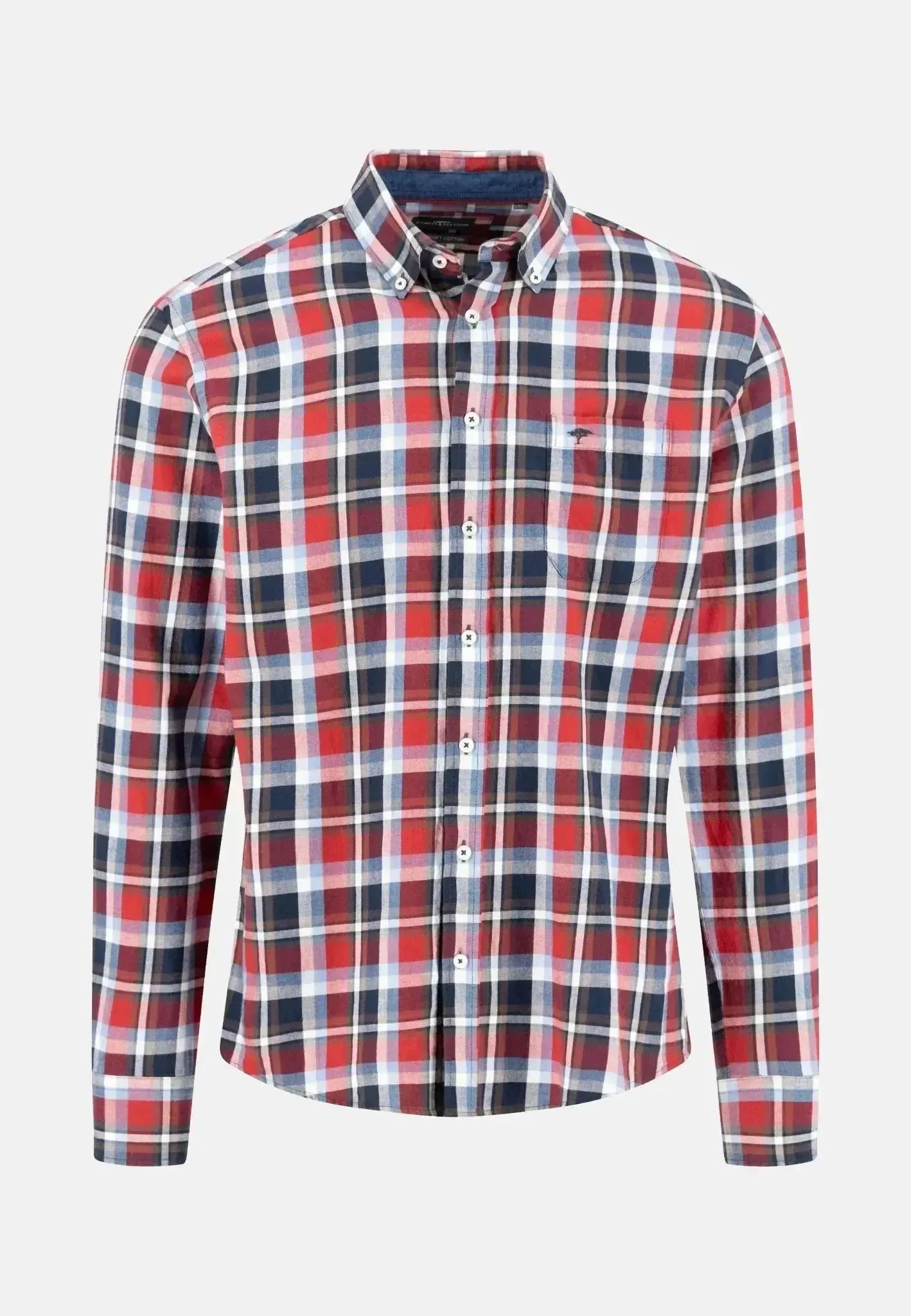 FYNCH-HATTON-Fynch-Hatton Multicolour Flannel Check Shirt Garnet Red-NORTHERN THREADS DESIGNER MENSWEAR