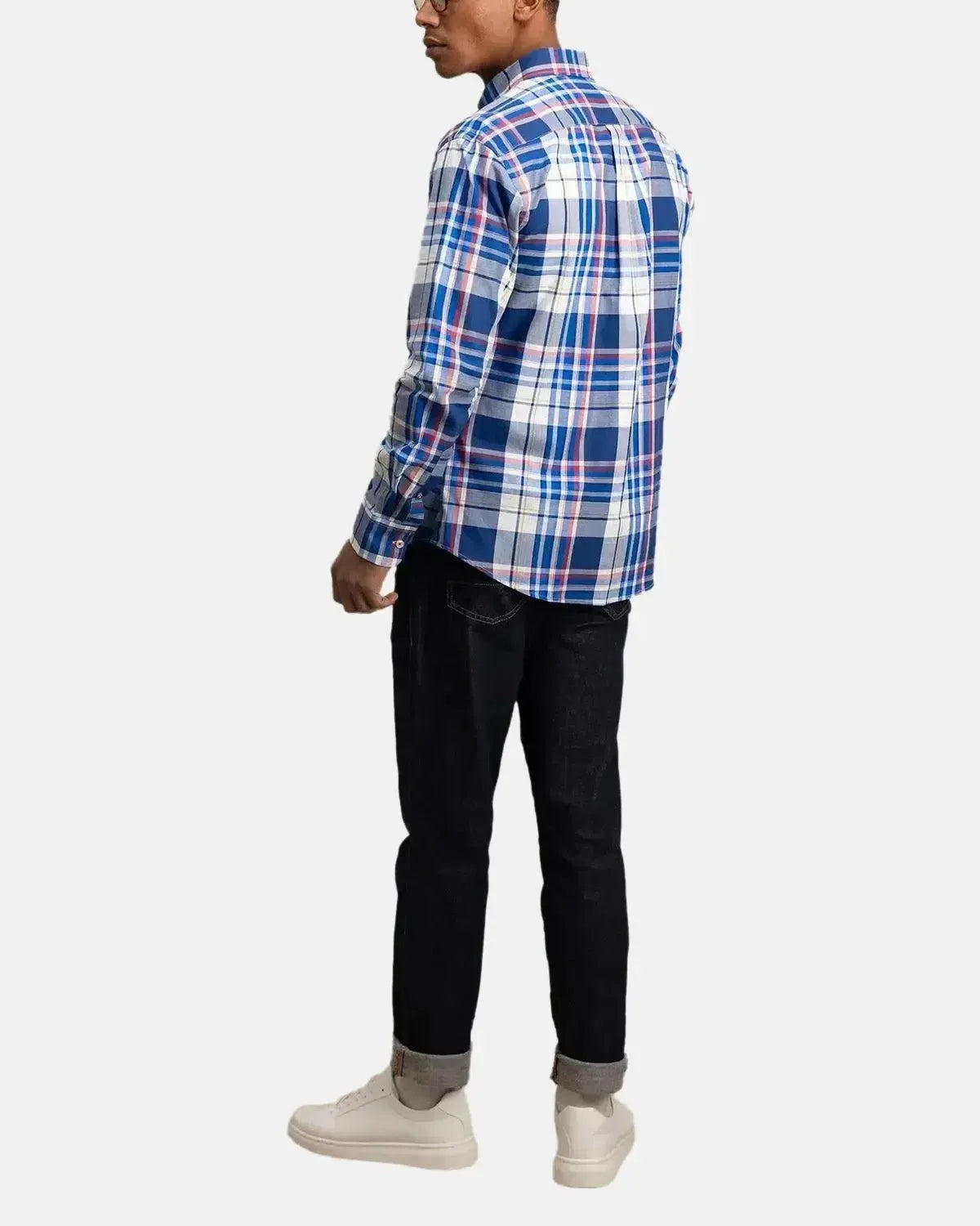 FYNCH-HATTON-FYNCH-HATTON OXFORD CHECK MIX SHIRT STRONG BLUE-NORTHERN THREADS DESIGNER MENSWEAR