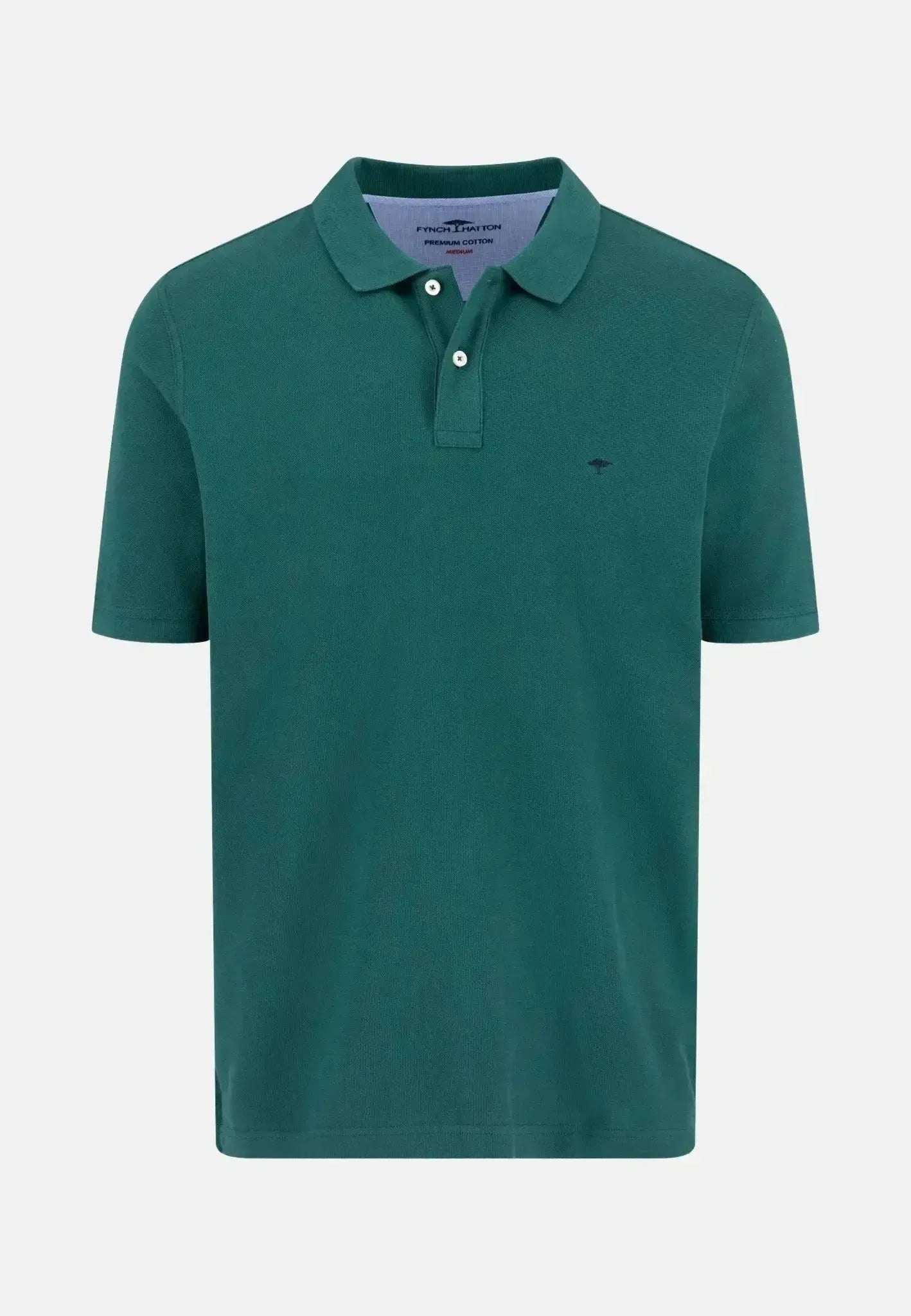 FYNCH-HATTON-Fynch-Hatton Premium Cotton Polo Shirt Pine Green-NORTHERN THREADS DESIGNER MENSWEAR