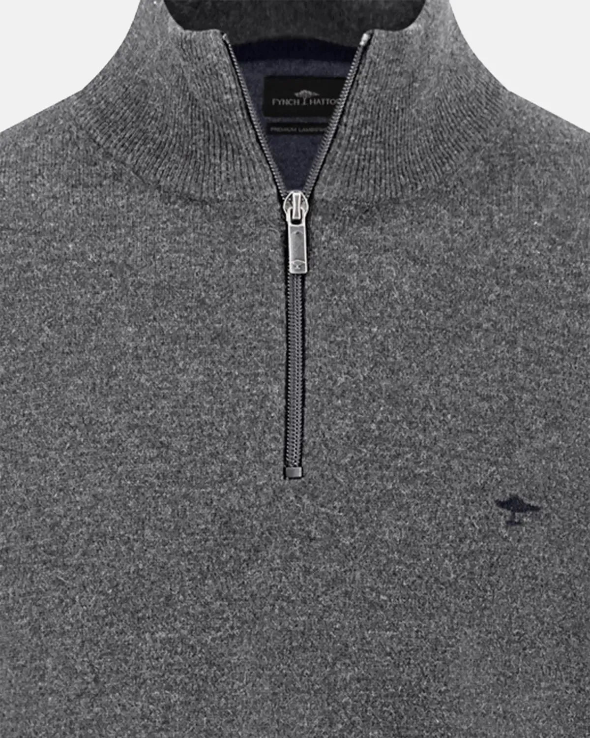 FYNCH-HATTON-FYNCH-HATTON PURE LAMBSWOOL 1/4 ZIP KNIT STEEL-NORTHERN THREADS DESIGNER MENSWEAR