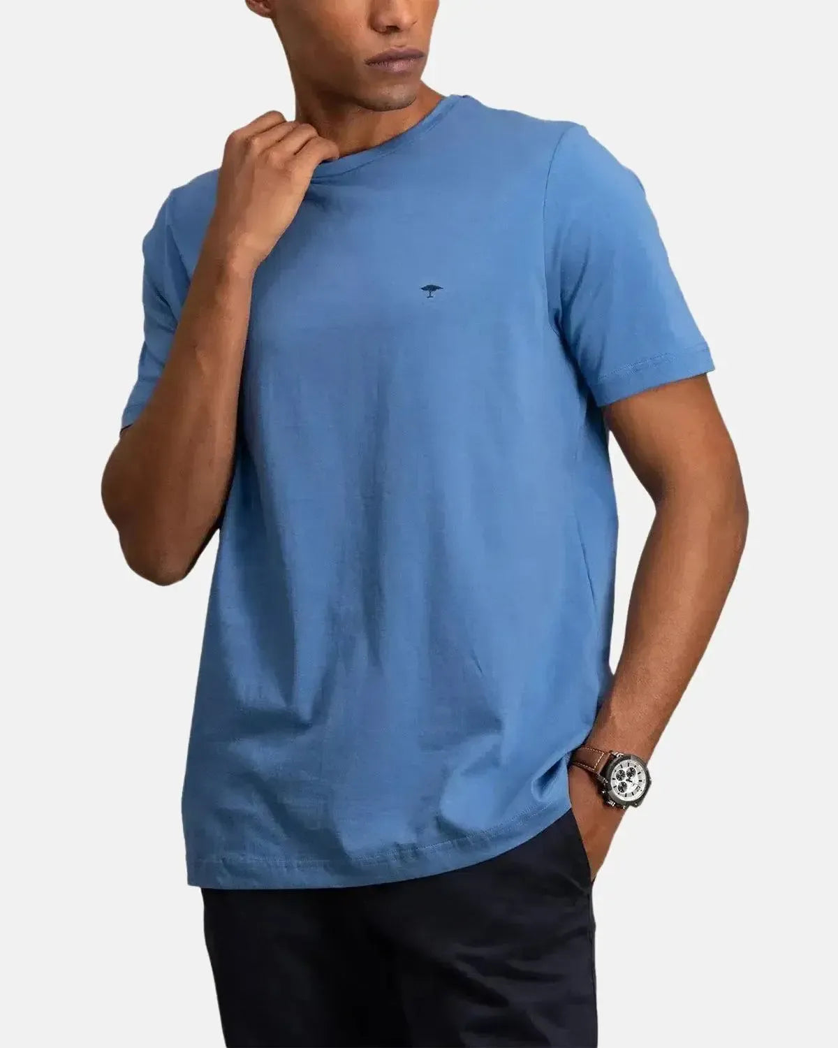 FYNCH-HATTON-FYNCH-HATTON SOFT COTTON CREW NECK T-SHIRT PACIFIC-NORTHERN THREADS DESIGNER MENSWEAR