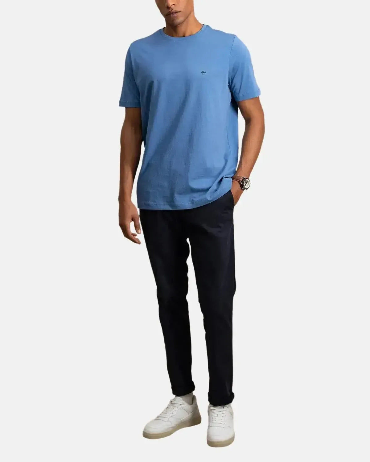 FYNCH-HATTON-FYNCH-HATTON SOFT COTTON CREW NECK T-SHIRT PACIFIC-NORTHERN THREADS DESIGNER MENSWEAR