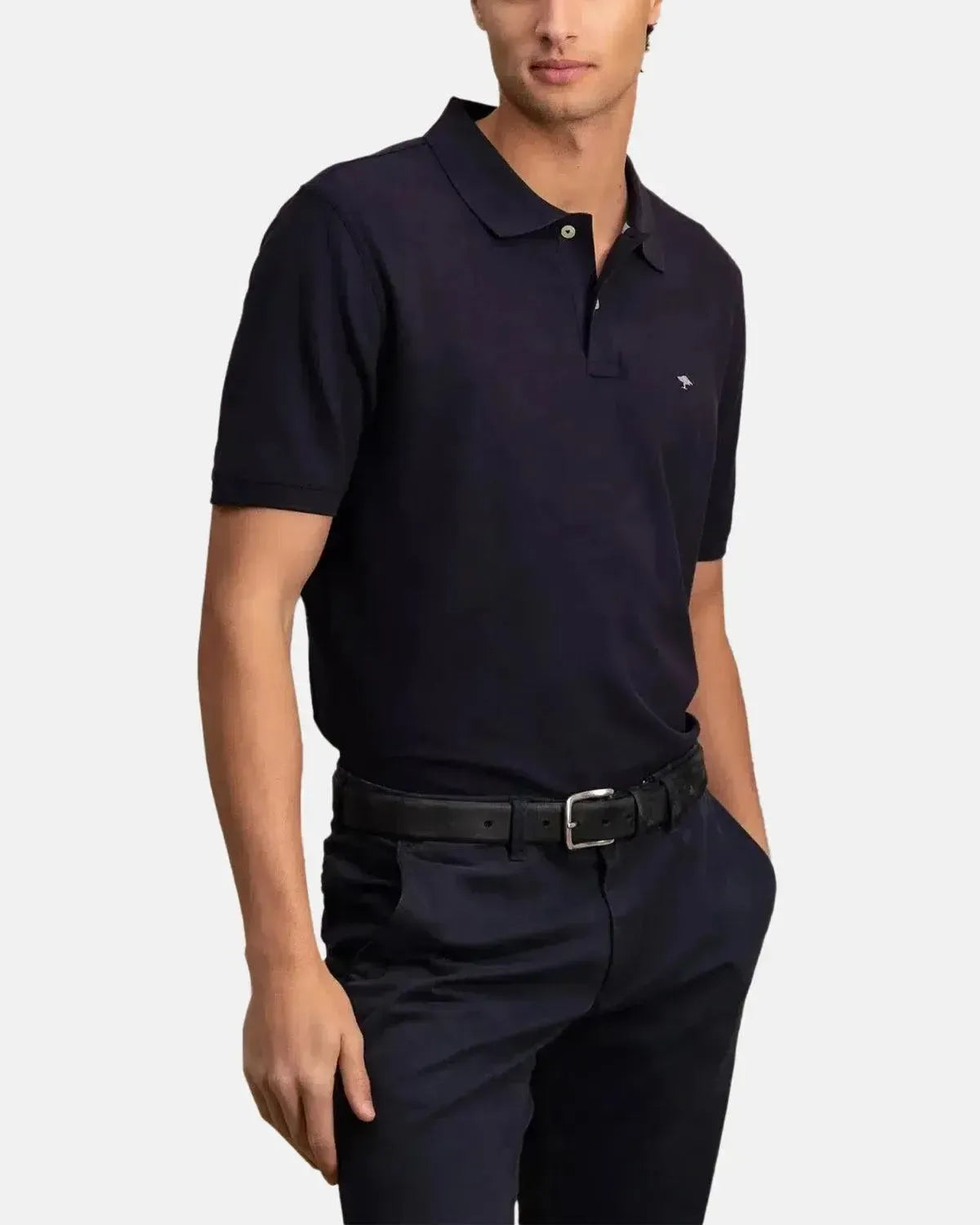 FYNCH-HATTON-FYNCH-HATTON SOFT COTTON POLO SHIRT NAVY-NORTHERN THREADS DESIGNER MENSWEAR