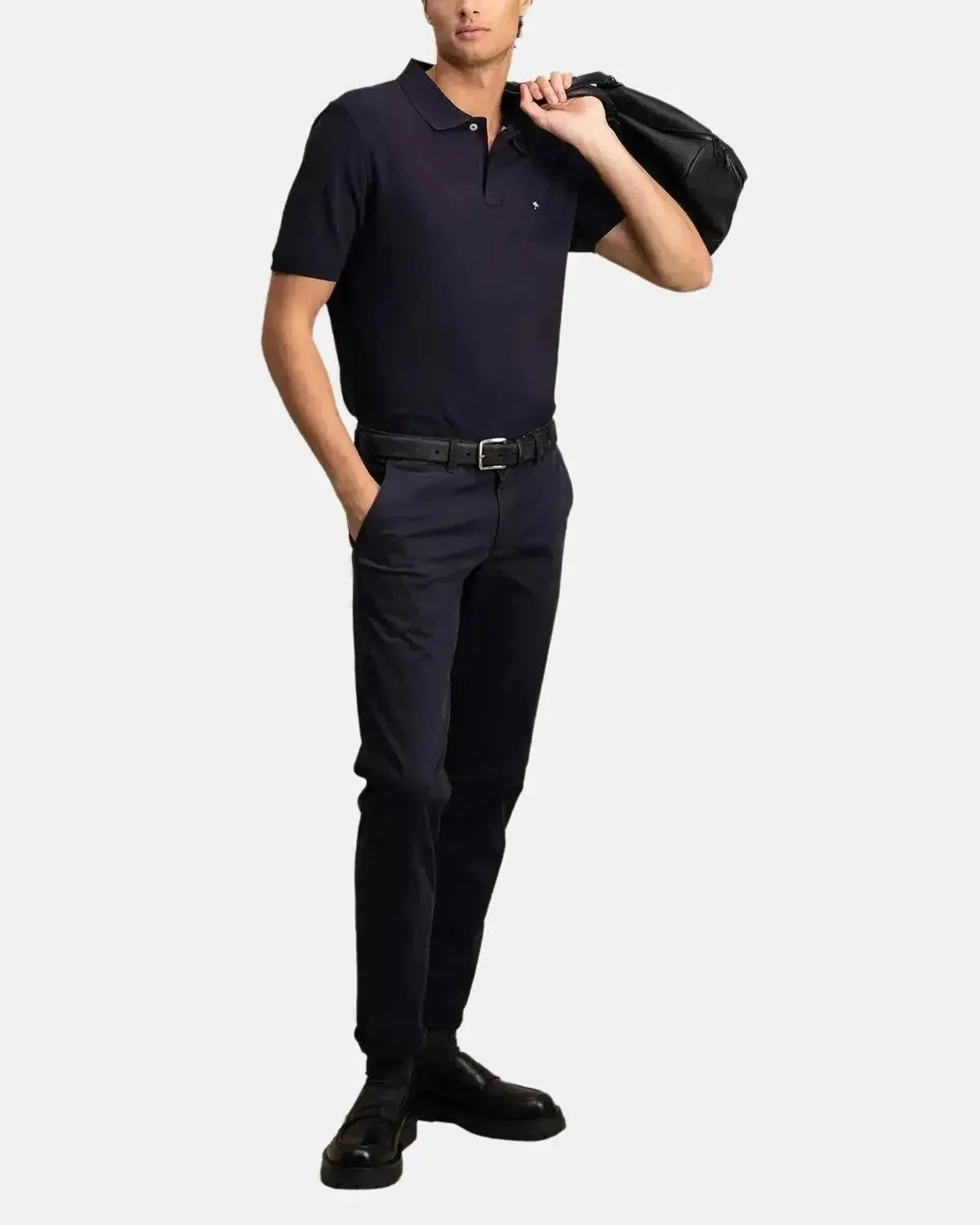 FYNCH-HATTON-FYNCH-HATTON SOFT COTTON POLO SHIRT NAVY-NORTHERN THREADS DESIGNER MENSWEAR