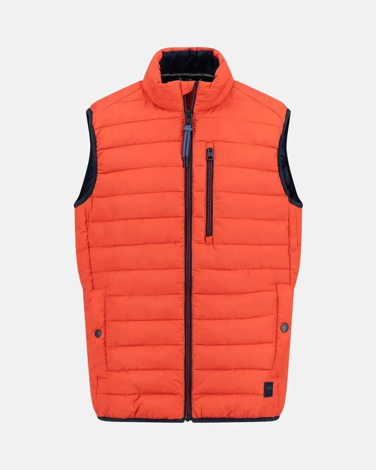 FYNCH-HATTON-FYNCH-HATTON STAND COLLAR LIGHT WEIGHT GILET POPPY RED-NORTHERN THREADS DESIGNER MENSWEAR