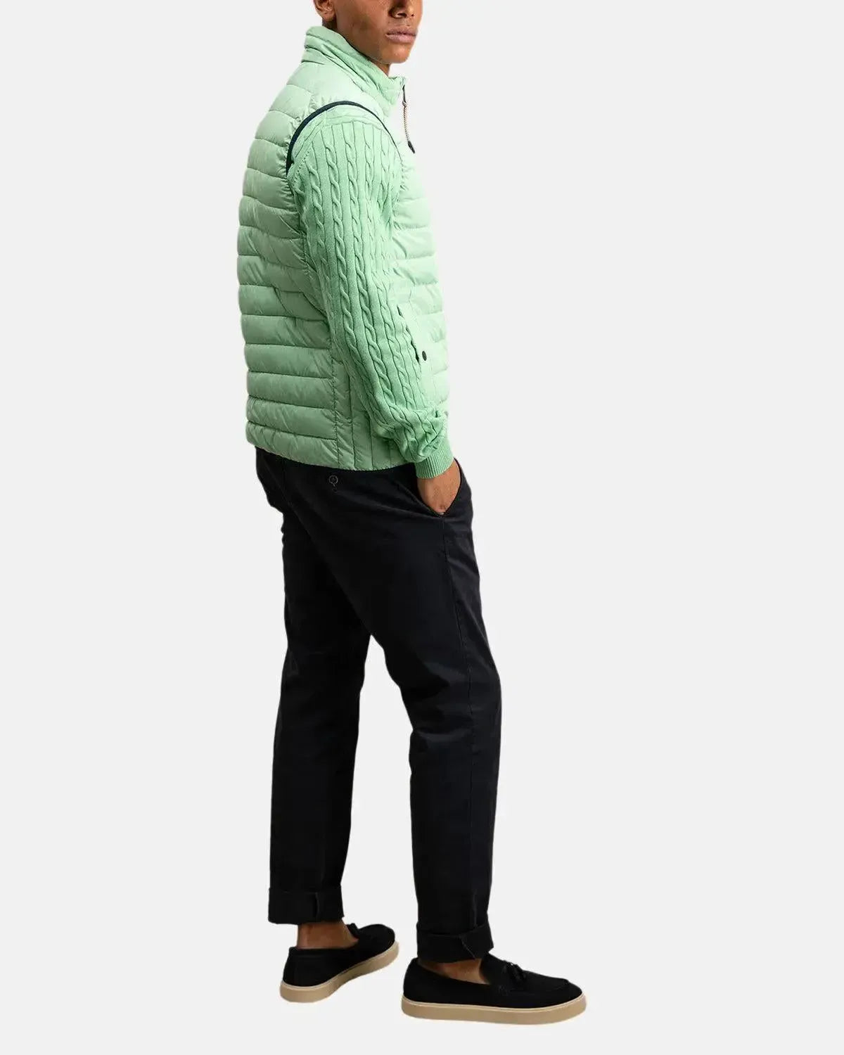FYNCH-HATTON-FYNCH-HATTON STAND COLLAR LIGHT WEIGHT GILET TURF GREEN-NORTHERN THREADS DESIGNER MENSWEAR