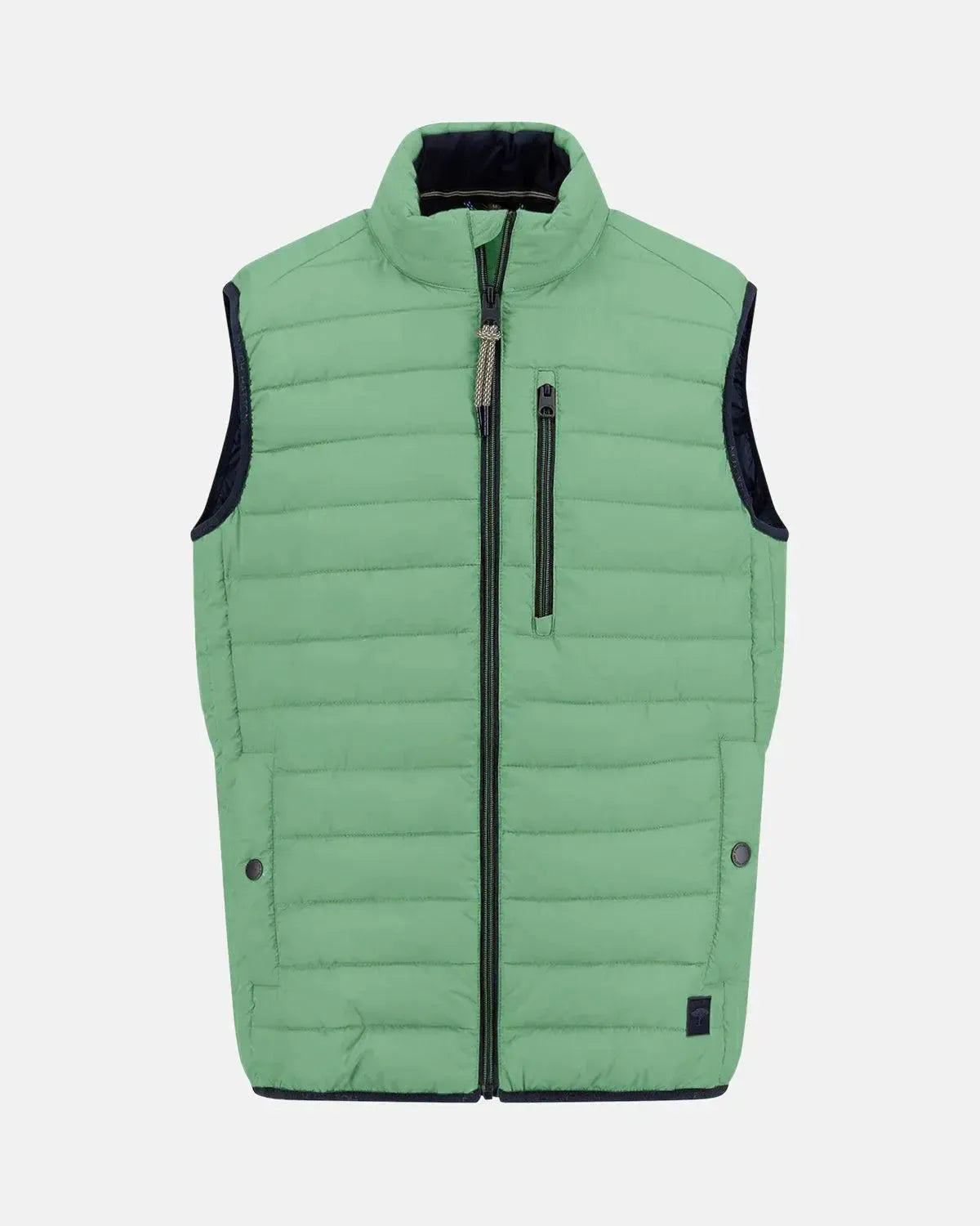 FYNCH-HATTON-FYNCH-HATTON STAND COLLAR LIGHT WEIGHT GILET TURF GREEN-NORTHERN THREADS DESIGNER MENSWEAR