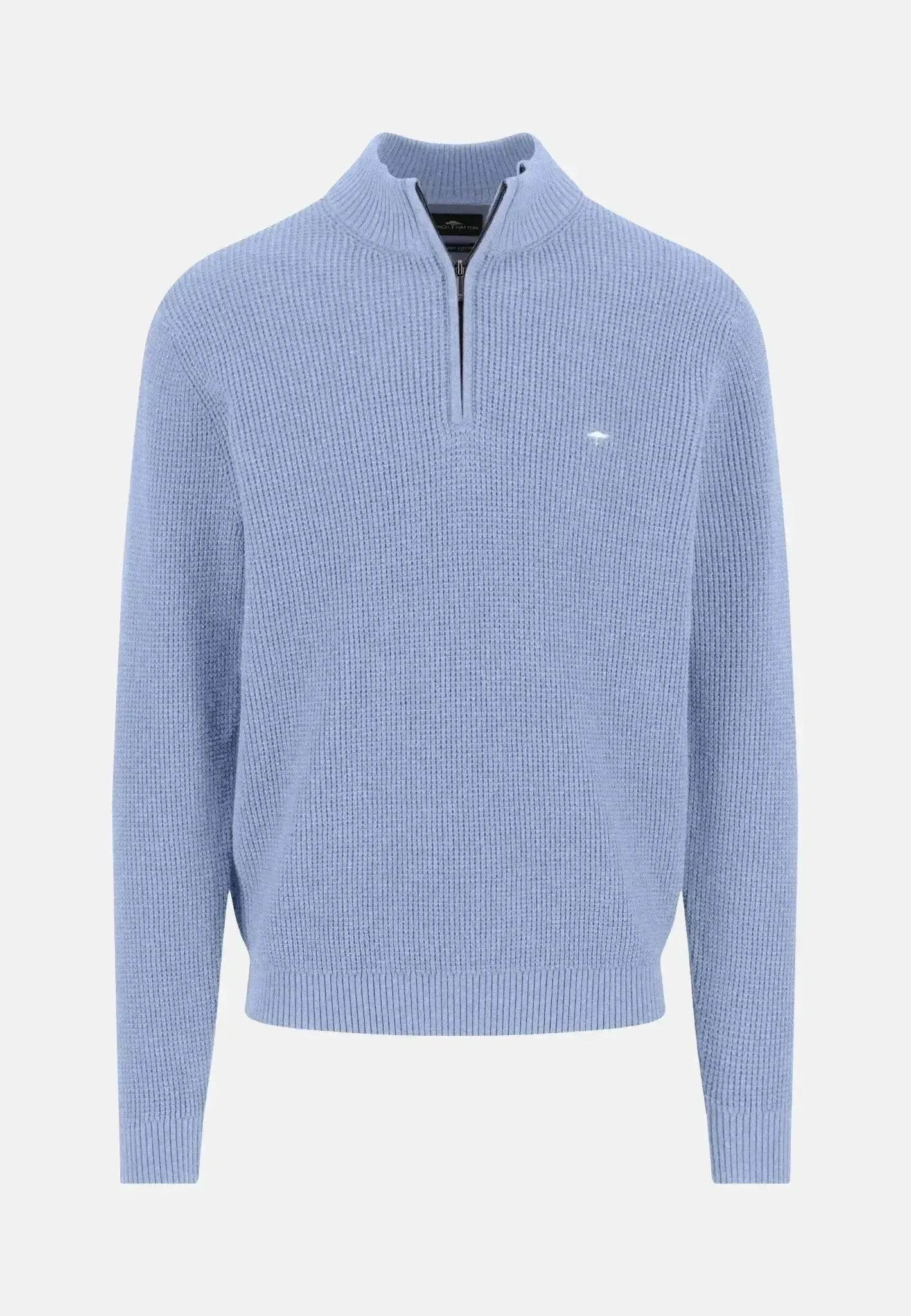 FYNCH-HATTON-Fynch-Hatton Structured Cotton 1/4 Zip Knit New Breeze-NORTHERN THREADS DESIGNER MENSWEAR