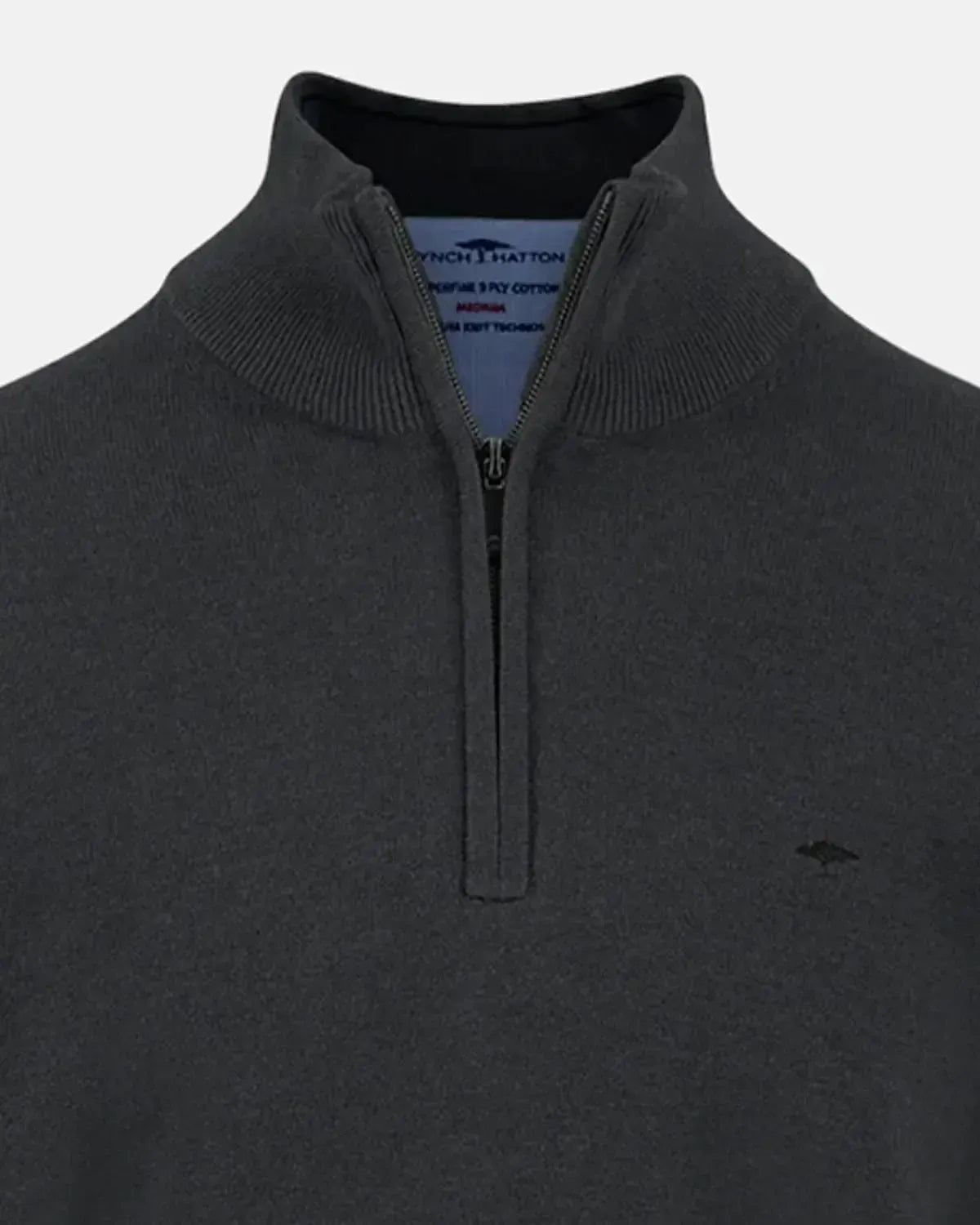 FYNCH-HATTON-FYNCH-HATTON SUPERFINE 1/4 ZIP COTTON KNIT BLACK-NORTHERN THREADS DESIGNER MENSWEAR
