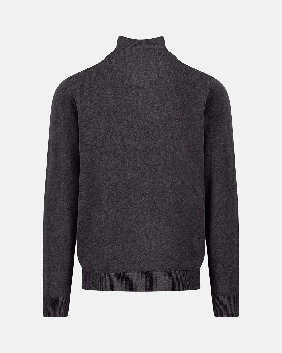 FYNCH-HATTON-FYNCH-HATTON SUPERFINE 1/4 ZIP COTTON KNIT CHARCOAL-NORTHERN THREADS DESIGNER MENSWEAR