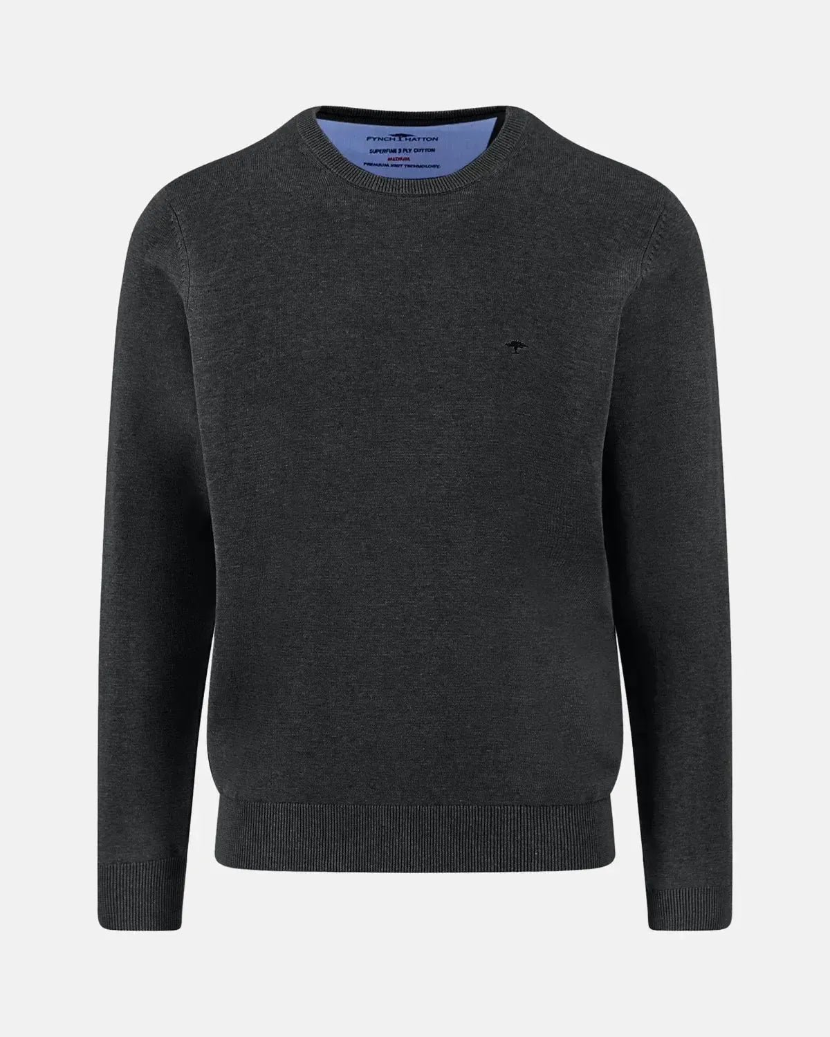 FYNCH-HATTON-FYNCH-HATTON SUPERFINE COTTON CREWNECK KNIT BLACK-NORTHERN THREADS DESIGNER MENSWEAR