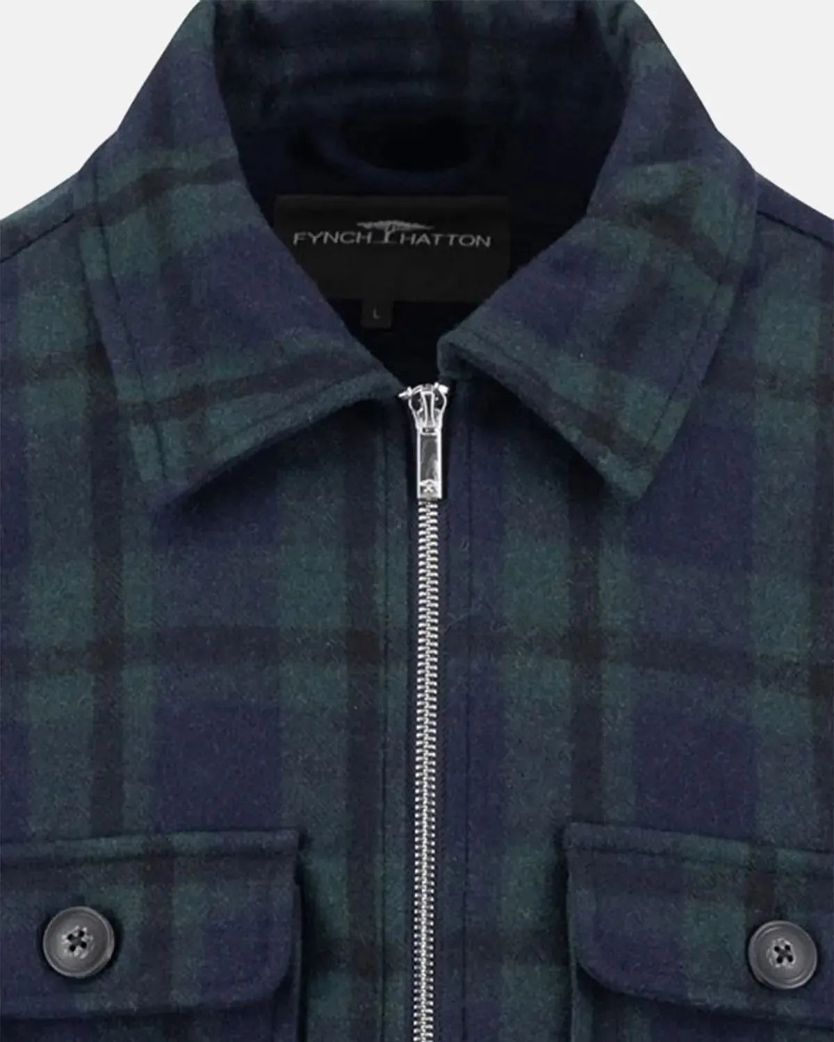 FYNCH-HATTON-FYNCH-HATTON WOOL MIX CHECKED OVERSHIRT DARK NAVY-NORTHERN THREADS DESIGNER MENSWEAR