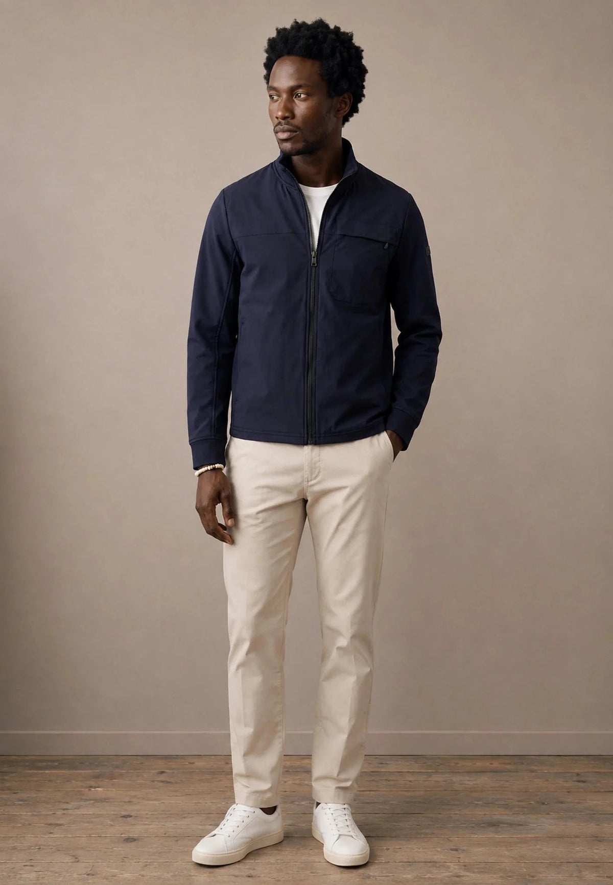 Fynch-Hatton Hybrid Stand Collar Jacket Navy | Northern Threads Designer Menswear
