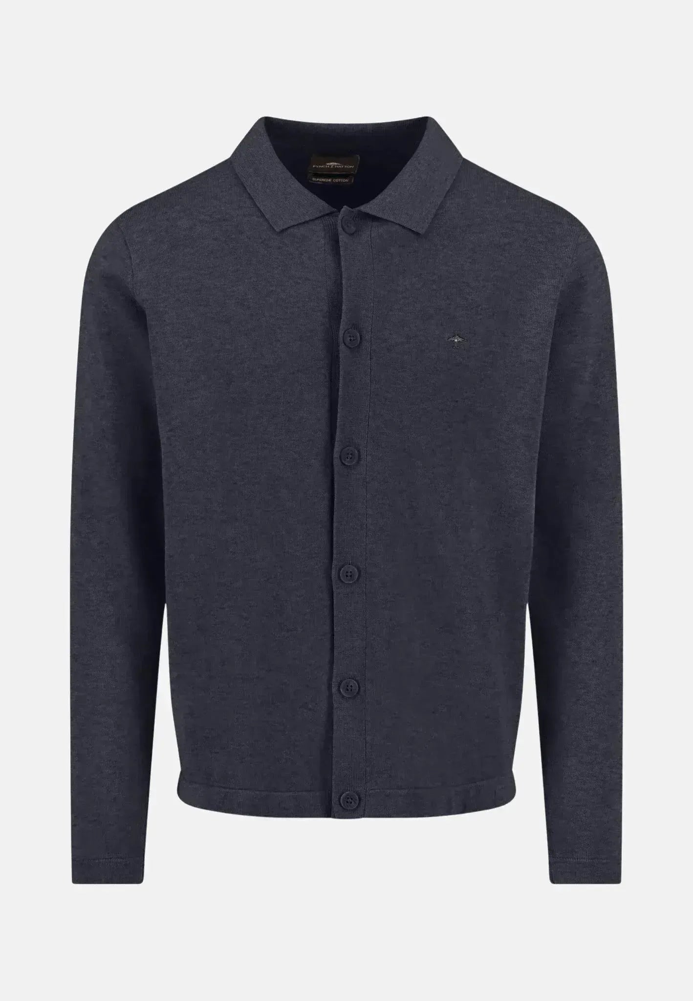 Fynch - Hatton Kent Collar Buttoned Cardigan Navy - 1512240-690-M - northern threads uk