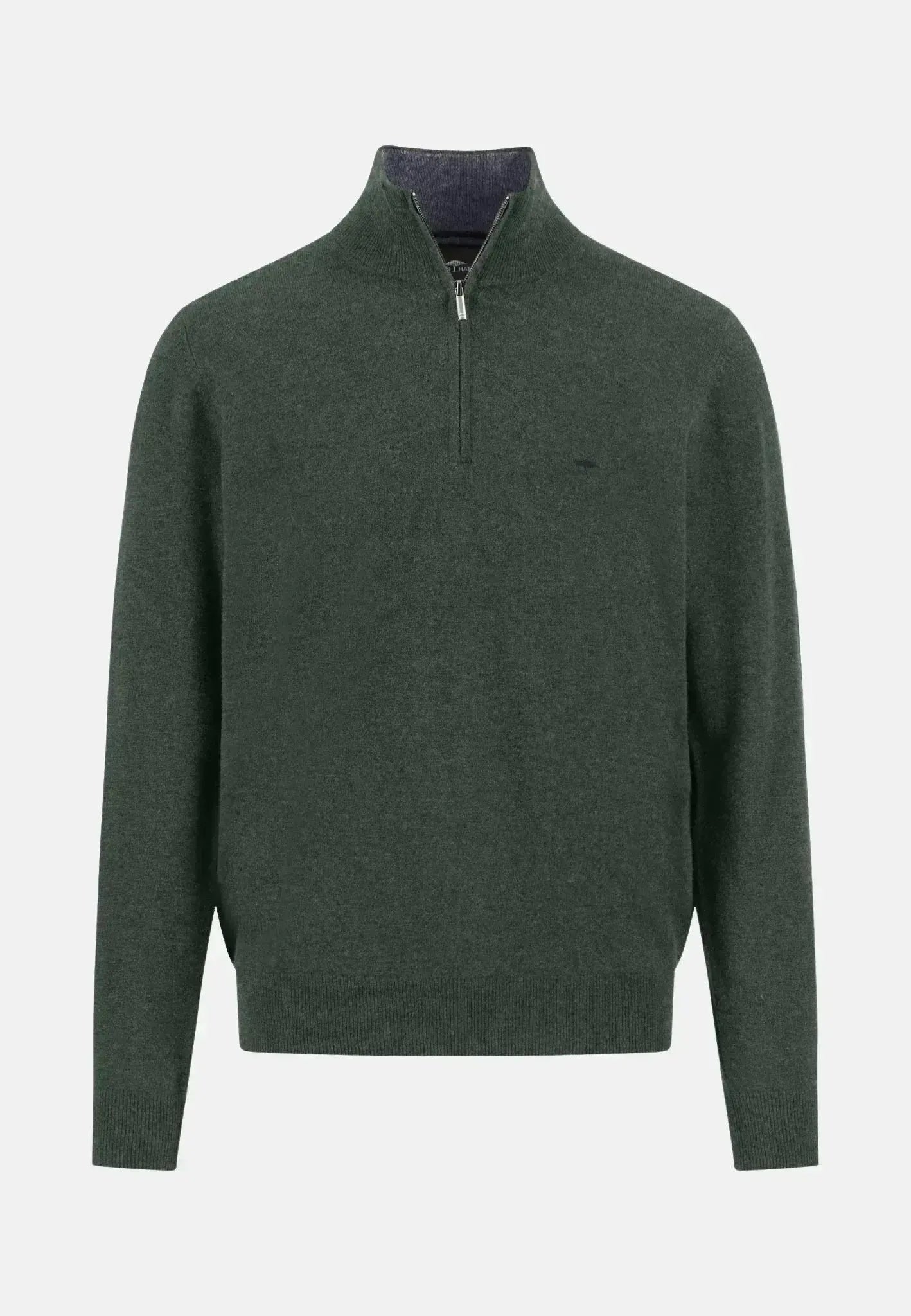 Fynch - Hatton Merino Wool Cashmere 1/4 Zip Knit Dark Ivy - 1514802-737-S - northern threads uk