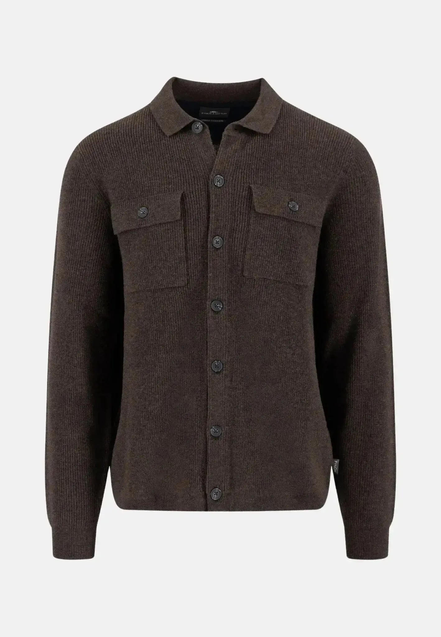 Fynch - Hatton Merino Wool Cashmere Buttoned Cardigan Dark Chocolate - 1510807-861-S - northern threads uk