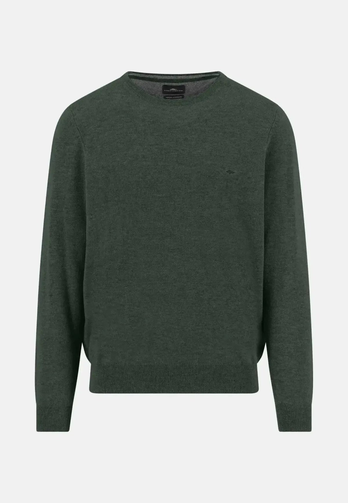 Fynch-Hatton Merino Wool Cashmere Crewneck Knit Dark Ivy | Northern Threads Designer Menswear