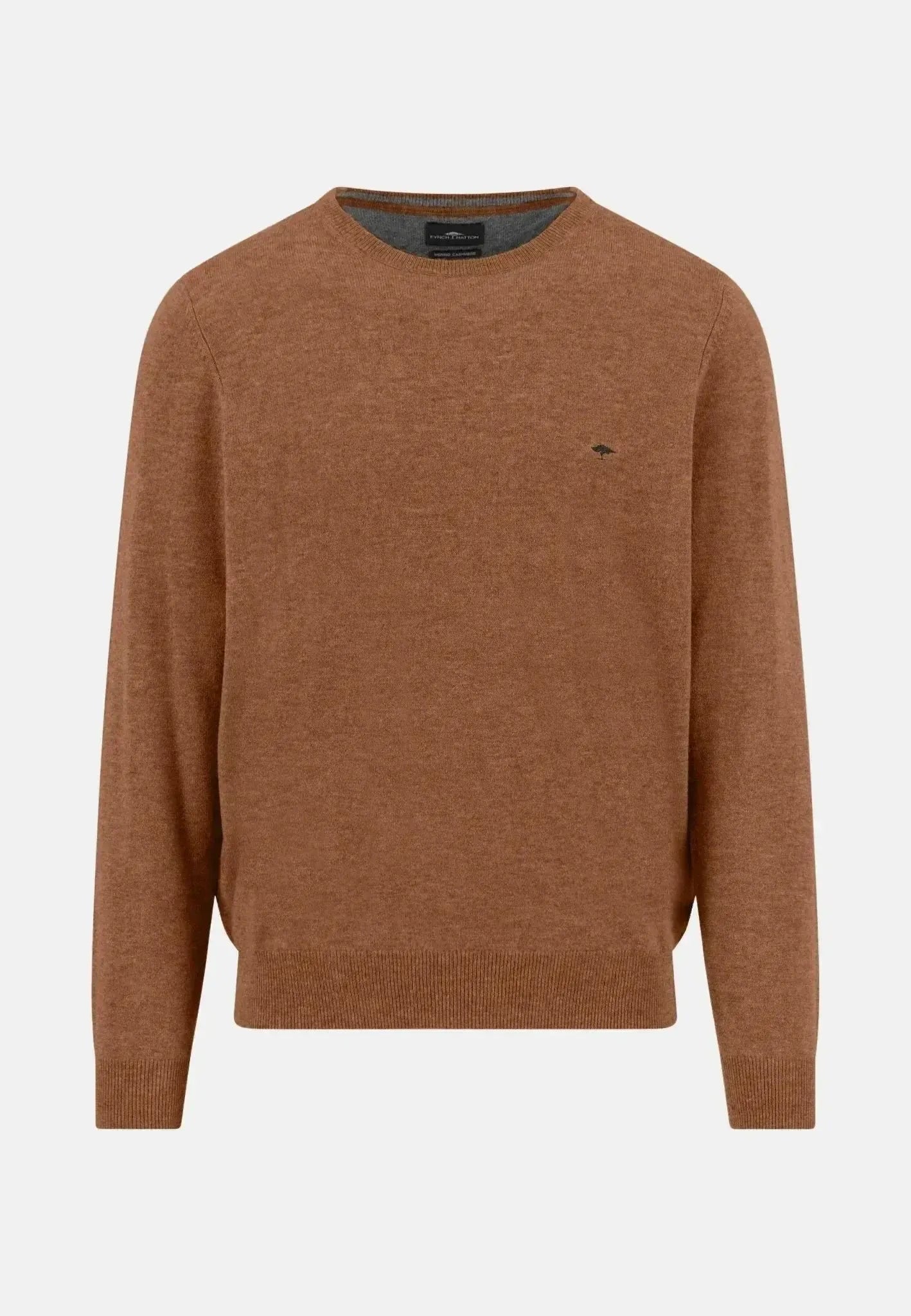 Fynch - Hatton Merino Wool Cashmere Crewneck Knit Hazel - 1514800-804-M - northern threads uk