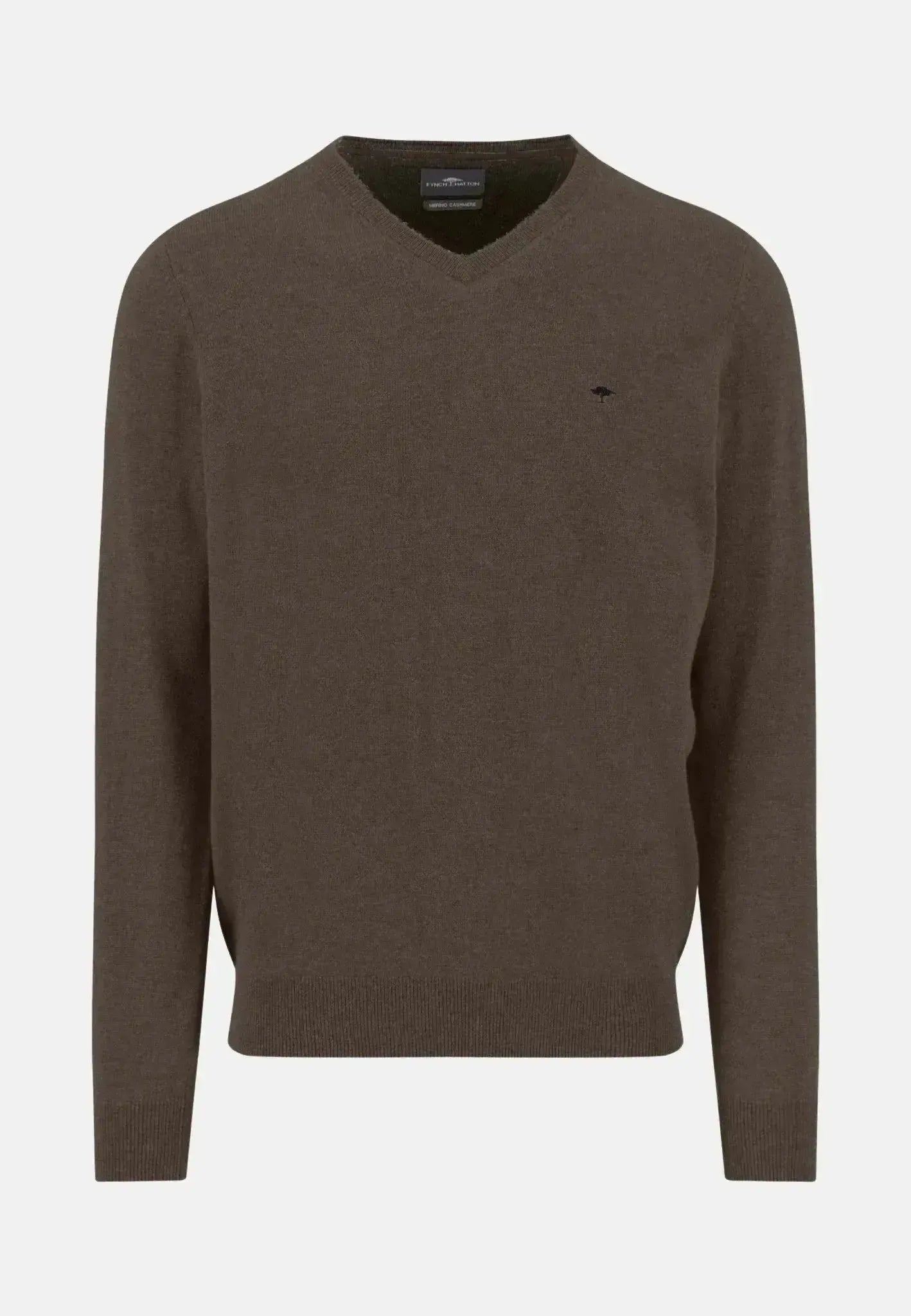 Fynch - Hatton Merino Wool Cashmere V - Neck Knit Dark Chocolate - 1514801-861-S - northern threads uk