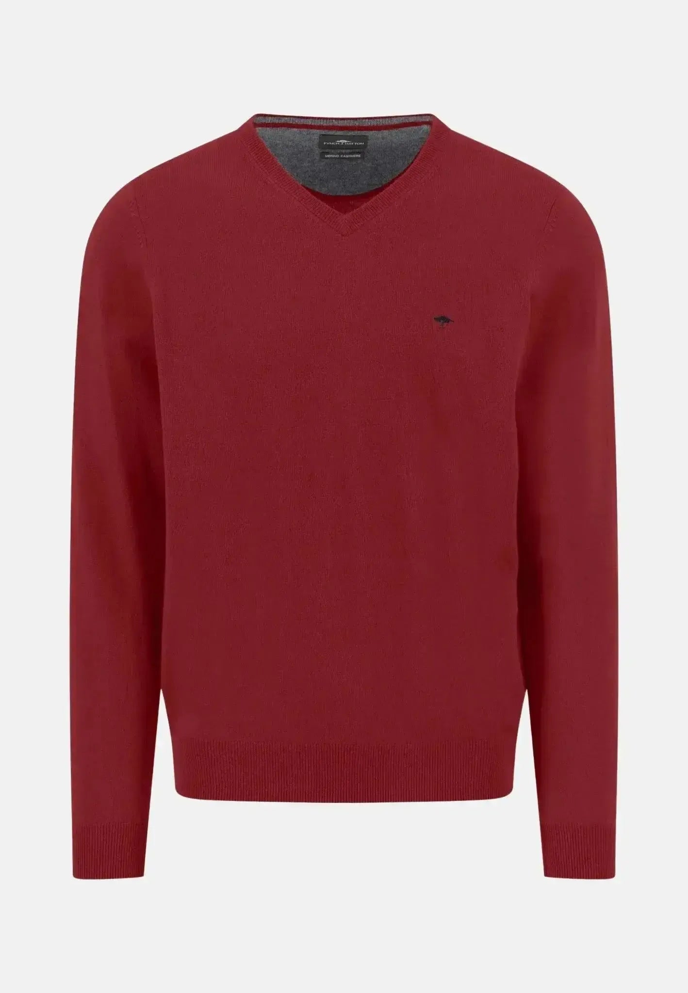 Fynch - Hatton Merino Wool Cashmere V - Neck Knit Garnet Red - 1514801-367-S - northern threads uk