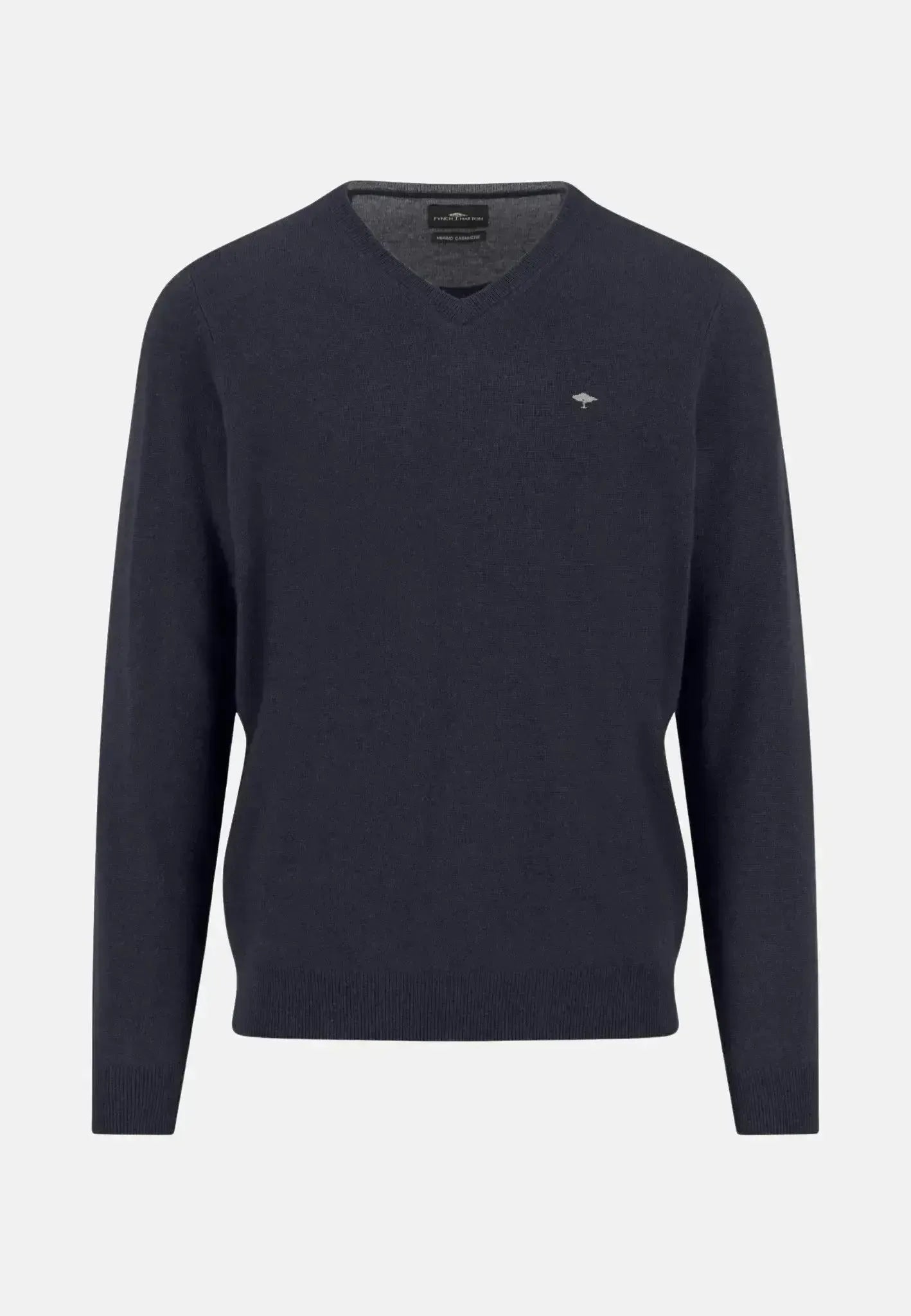 Fynch - Hatton Merino Wool Cashmere V - Neck Knit Navy - 1514801-690-S - northern threads uk