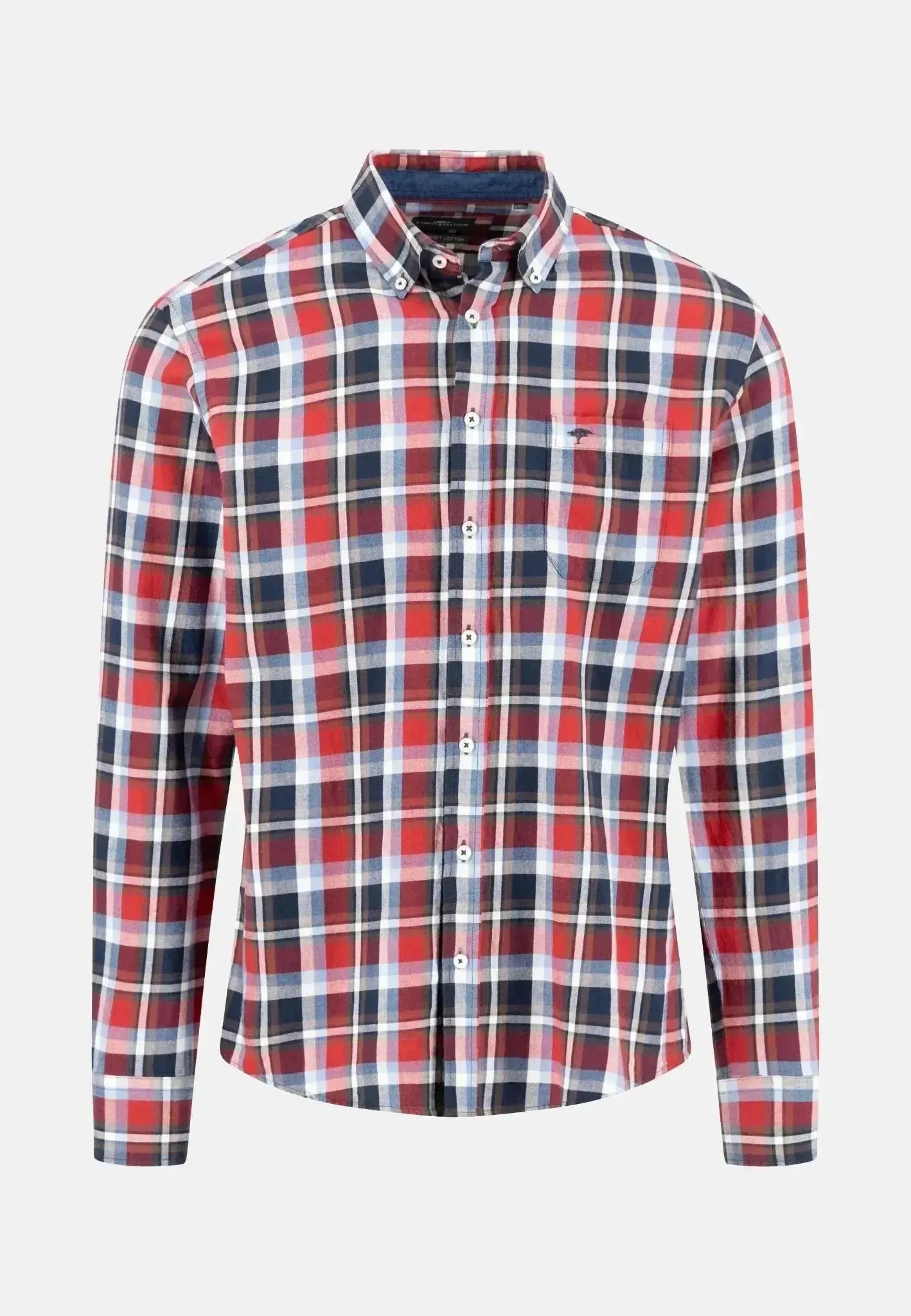 Fynch - Hatton Multicolour Flannel Check Shirt Garnet Red - 15115760-367-S - northern threads uk