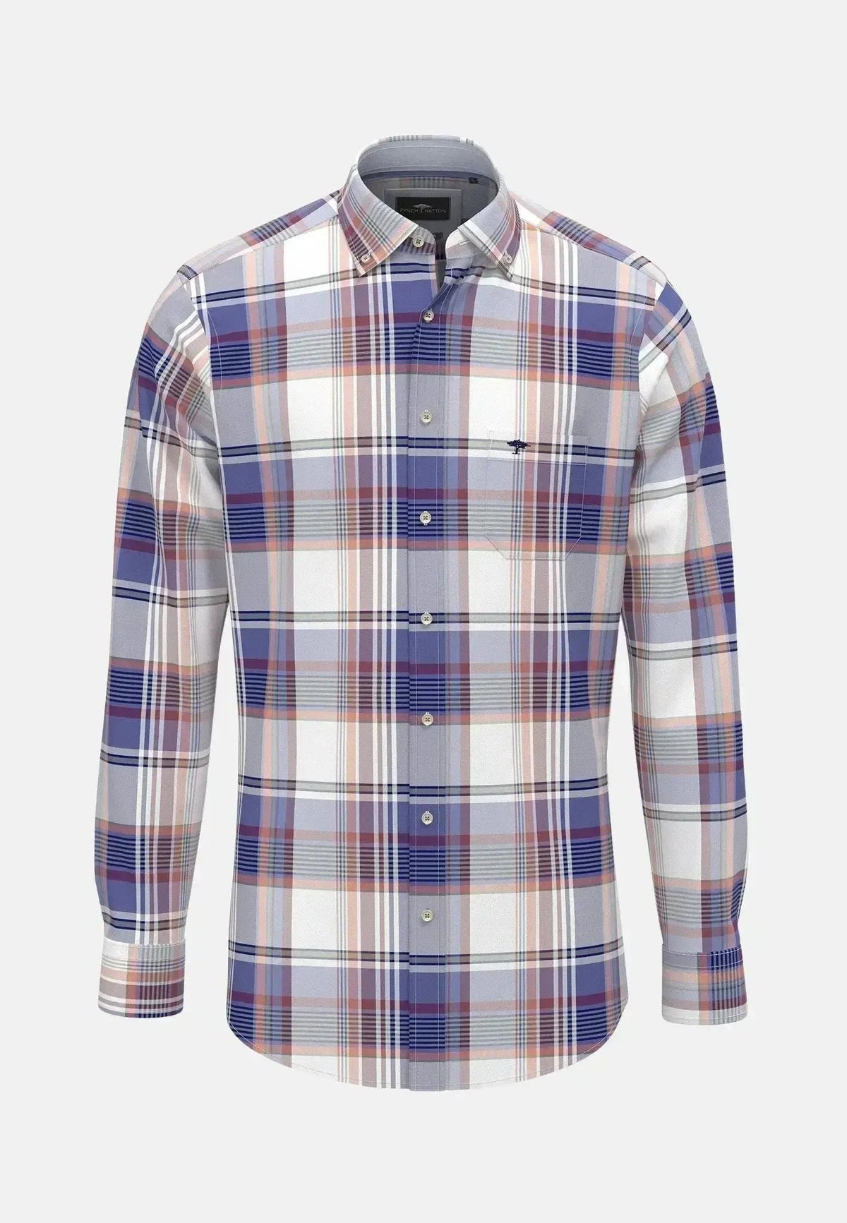 Fynch-Hatton Multicoloured Washed Oxford B.D. Shirt Berry | Northern Threads Designer Menswear