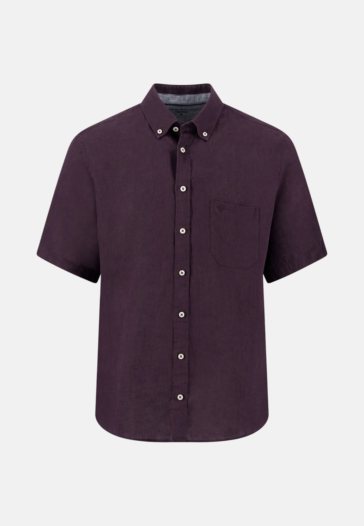 Fynch-Hatton Premium Linen Button Down Short Sleeved Shirt Aubergine | Northern Threads Designer Menswear