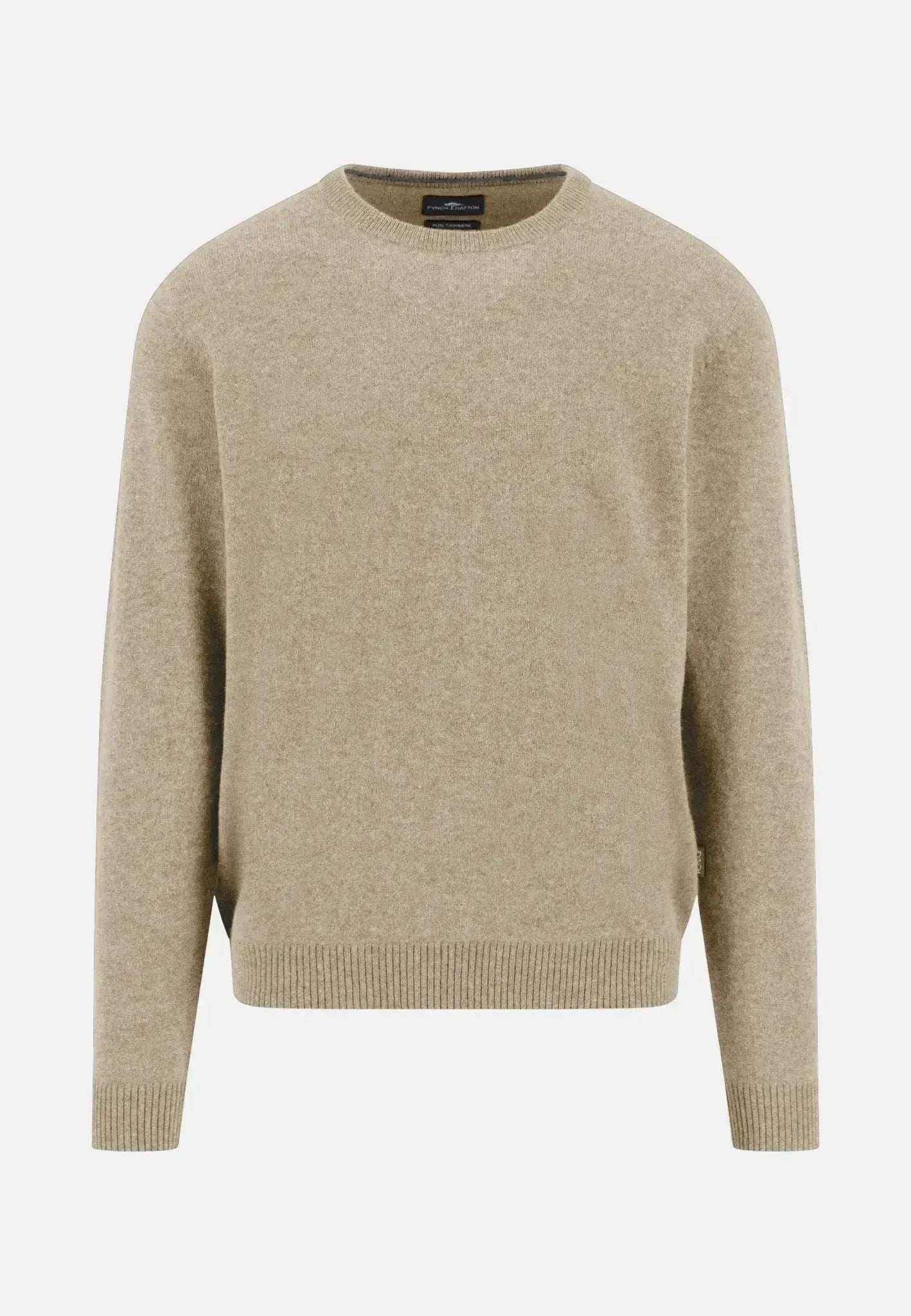 Fynch - Hatton Pure Cashmere Crewneck Knit Light Taupe - 1510350-863-M - northern threads uk