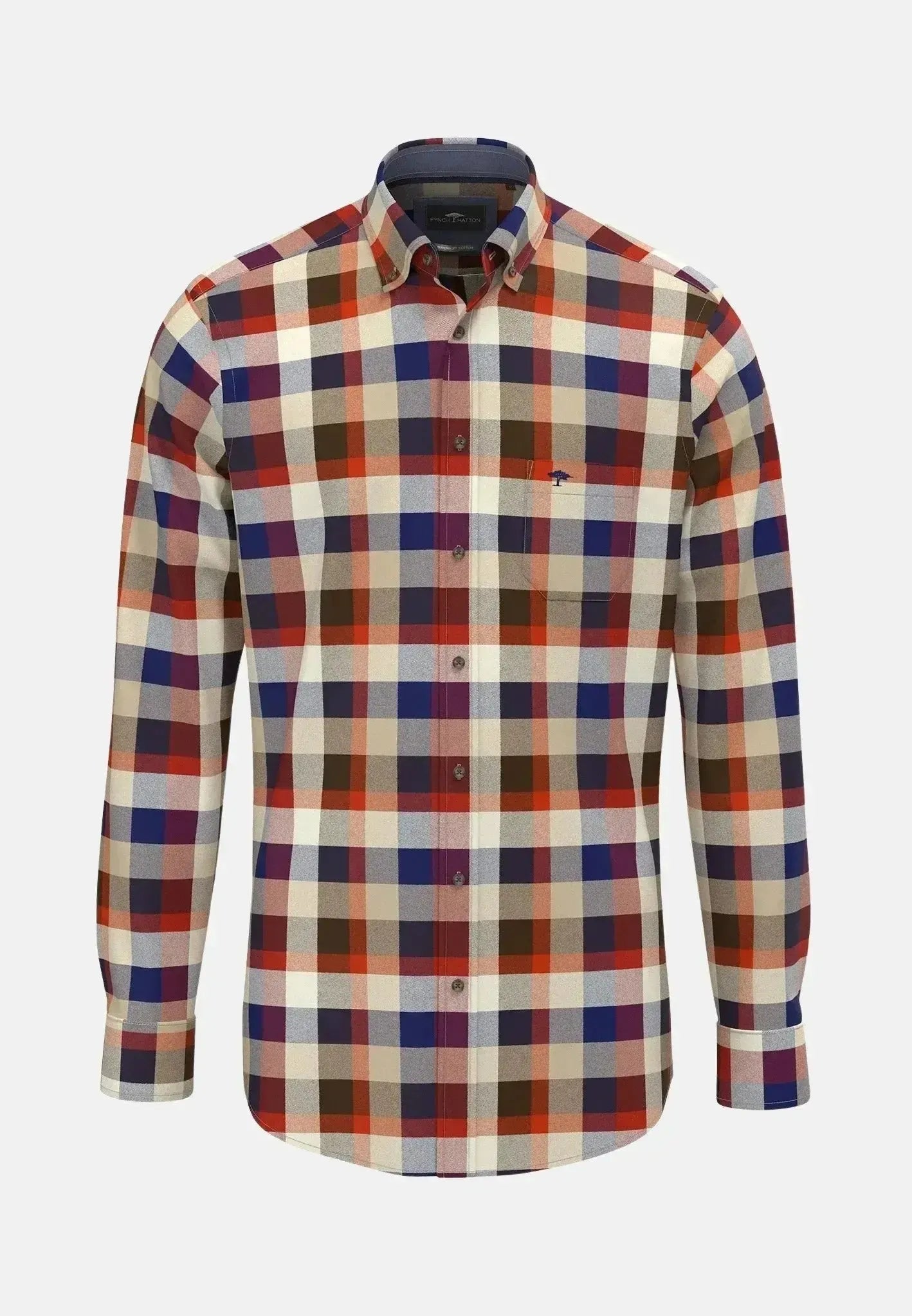 Fynch - Hatton Square Flannel Check Shirt Garnet Red - 15108070-367-S - northern threads uk