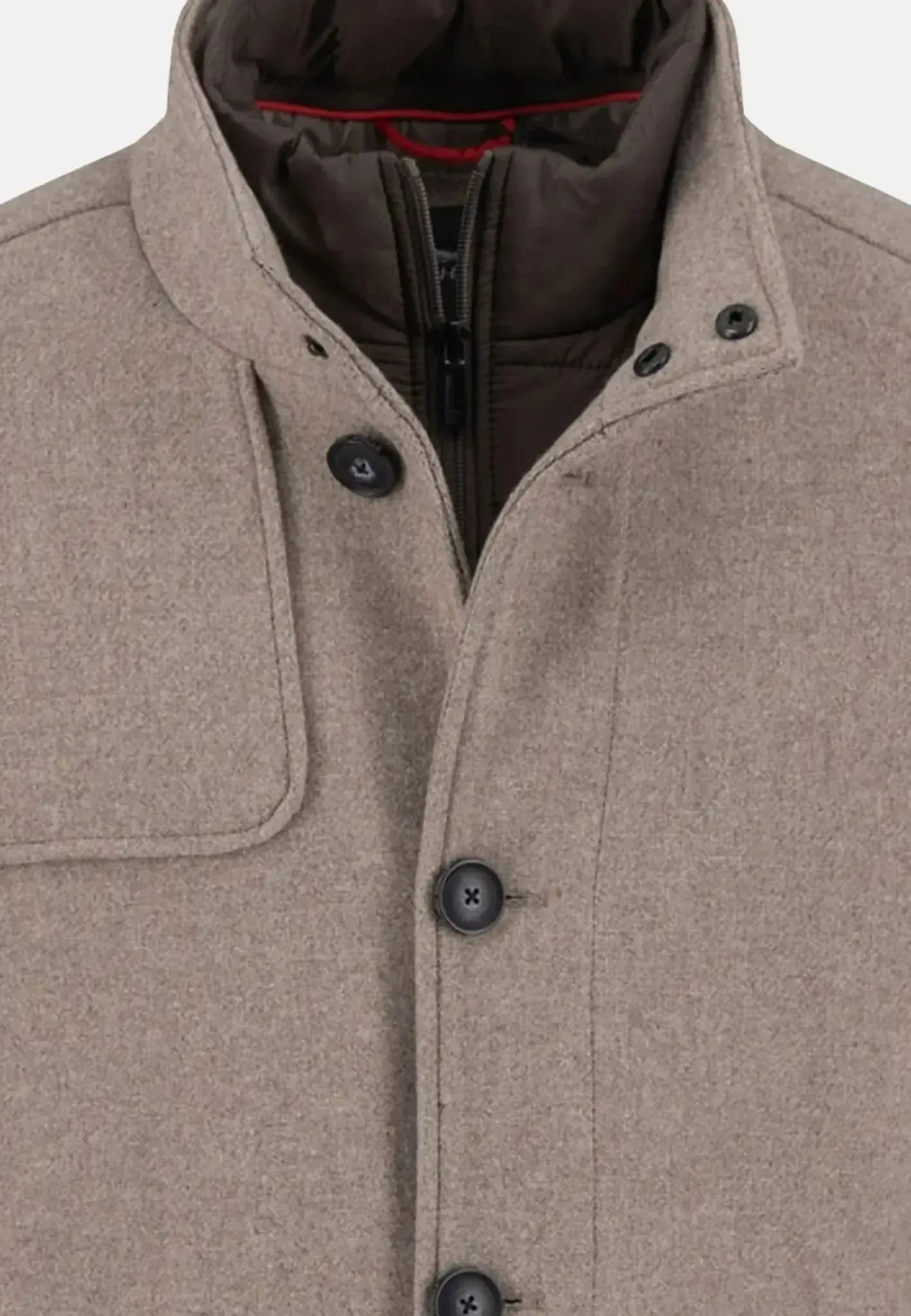 Fynch - Hatton Standcollar Insert Wool Mix Coat Sand - northern threads