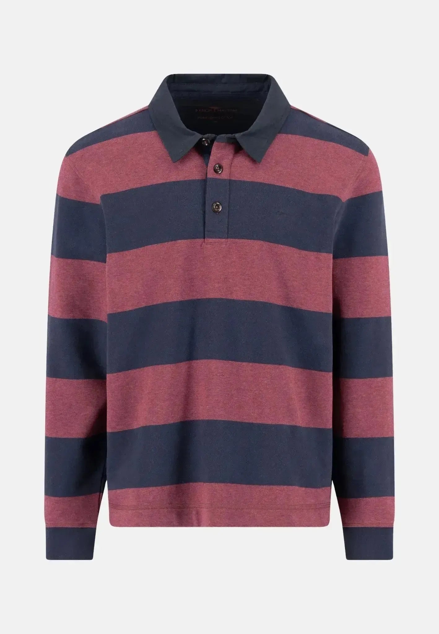 Fynch - Hatton Striped Rugby Collar Sweat Deep Merlot - 15141363-368-S - northern threads uk