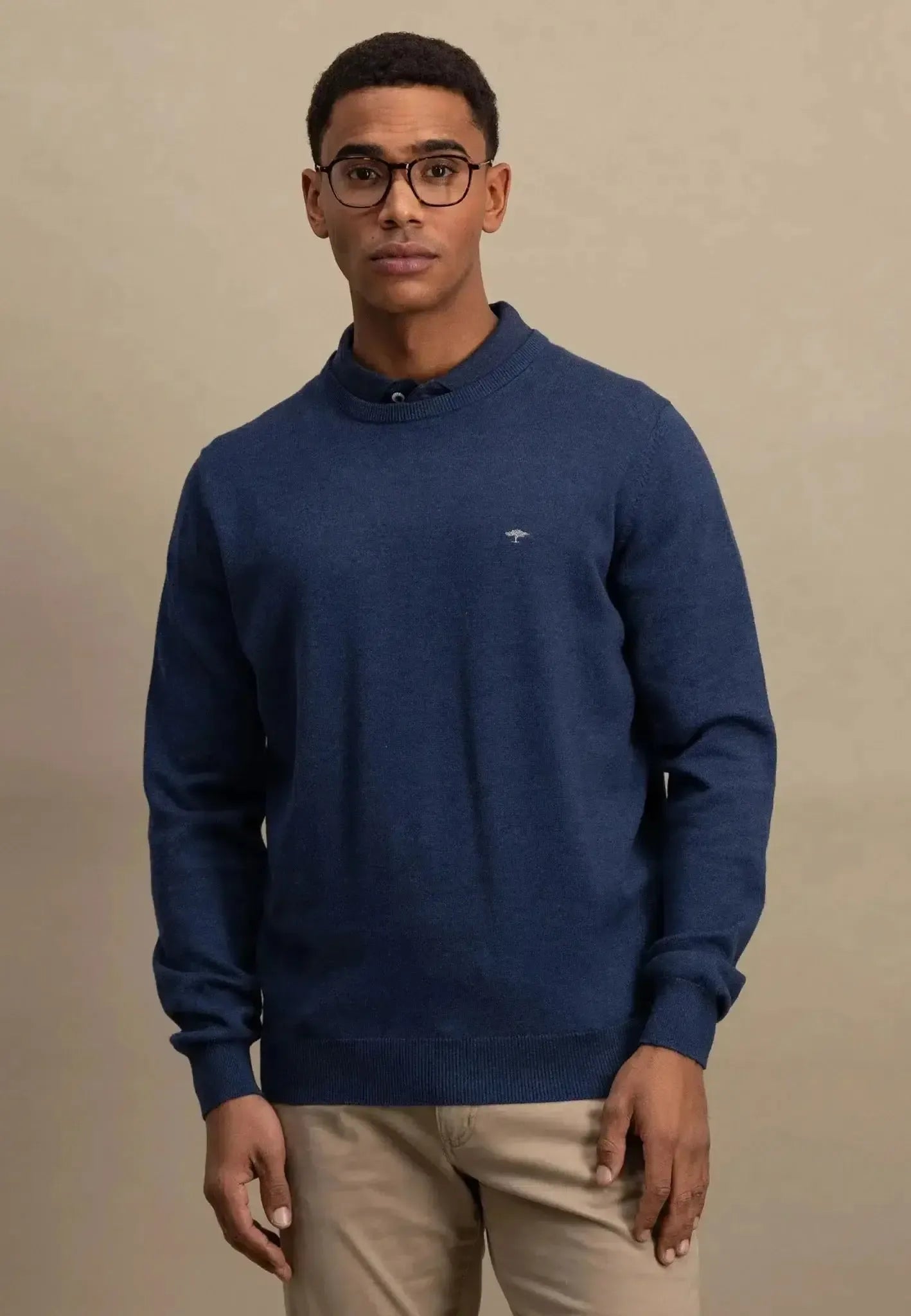 Fynch - Hatton Superfine Cotton Crewneck Knit Night - 1513210-680-S - northern threads uk