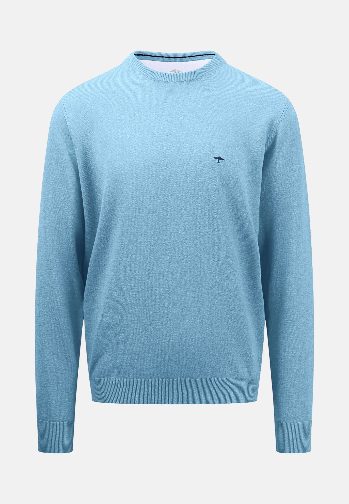 Fynch - Hatton Superfine Cotton Crewneck Knit Splashy Ocean - 1513210-629-S - northern threads uk