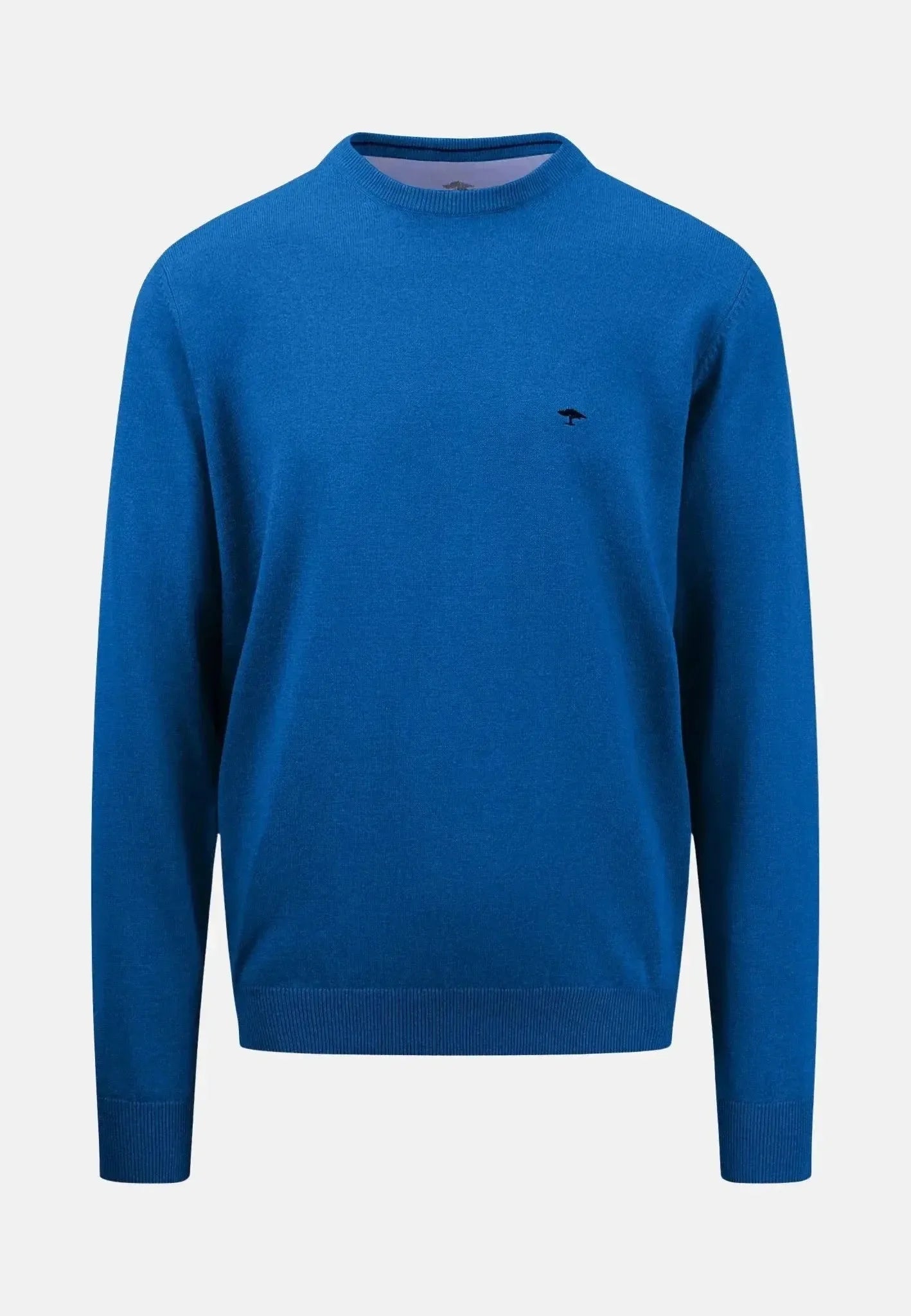 Fynch - Hatton Superfine Cotton Crewneck Knit Strong Blue - 1513210-628-S - northern threads uk