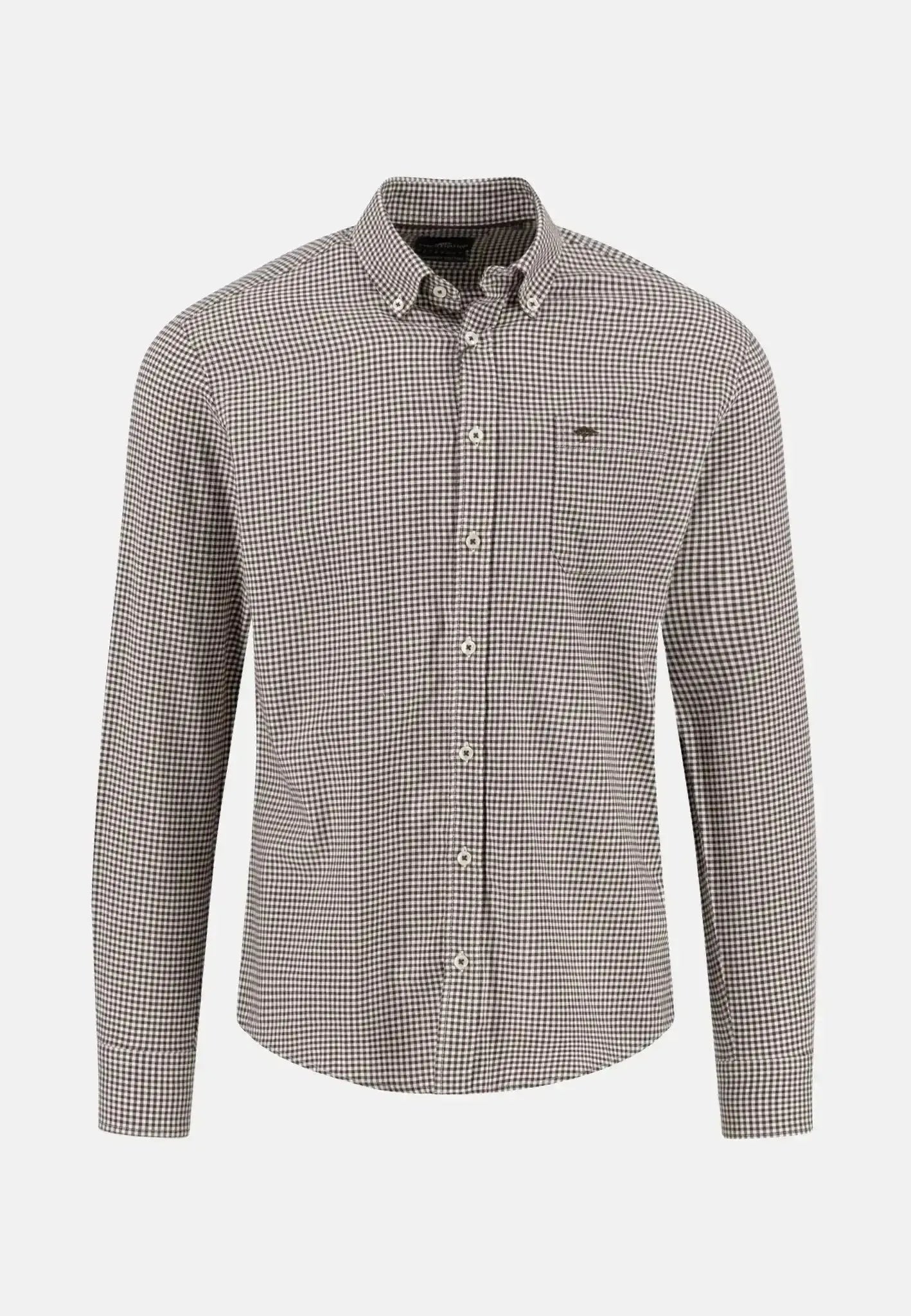 Fynch - Hatton Vichy Check Flannel Shirt Dark Chocolate - 15115780-861-S - northern threads uk