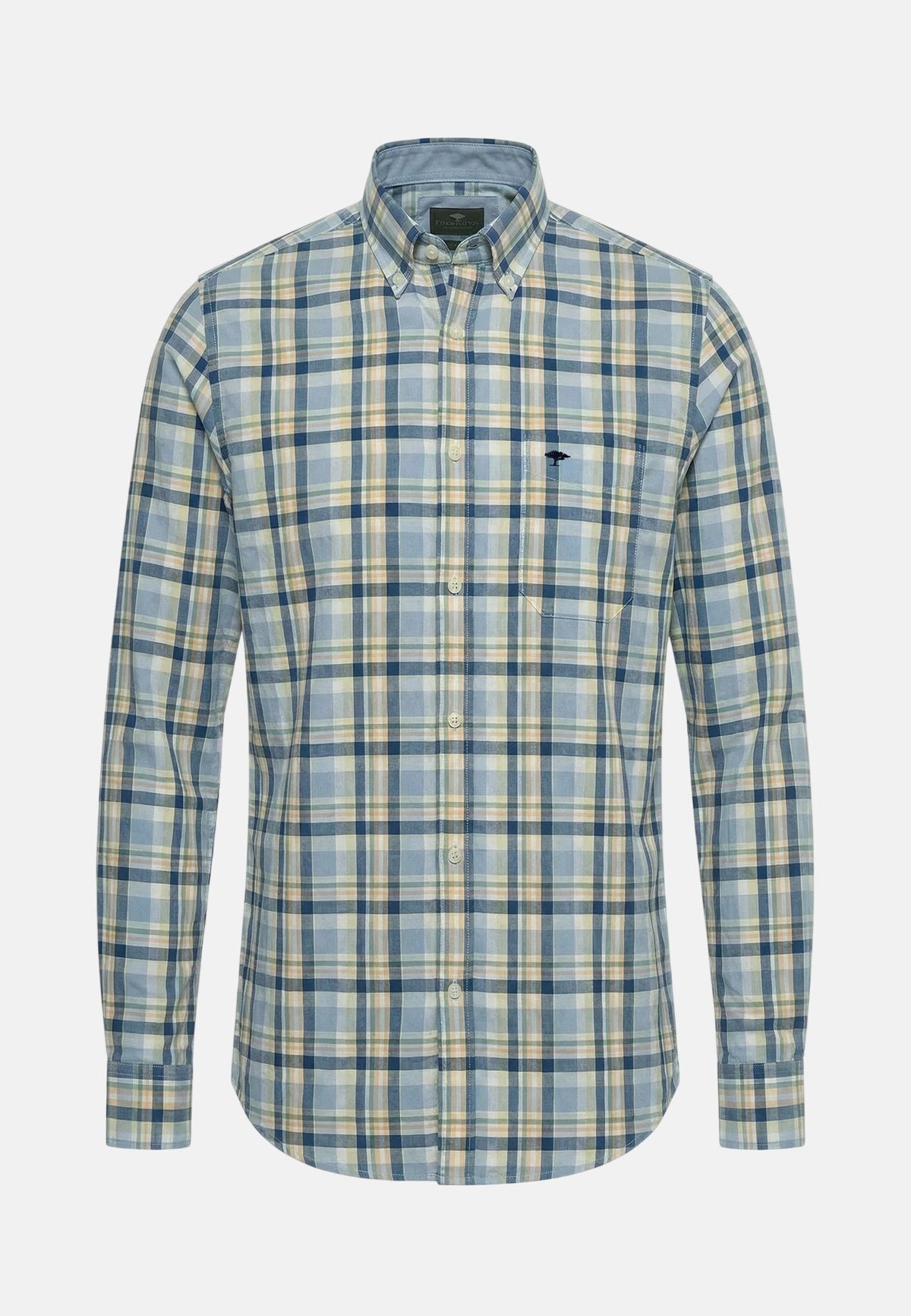Fynch-Hatton Washed Oxford Check Button Down Shirt Pale Yellow | Northern Threads Designer Menswear