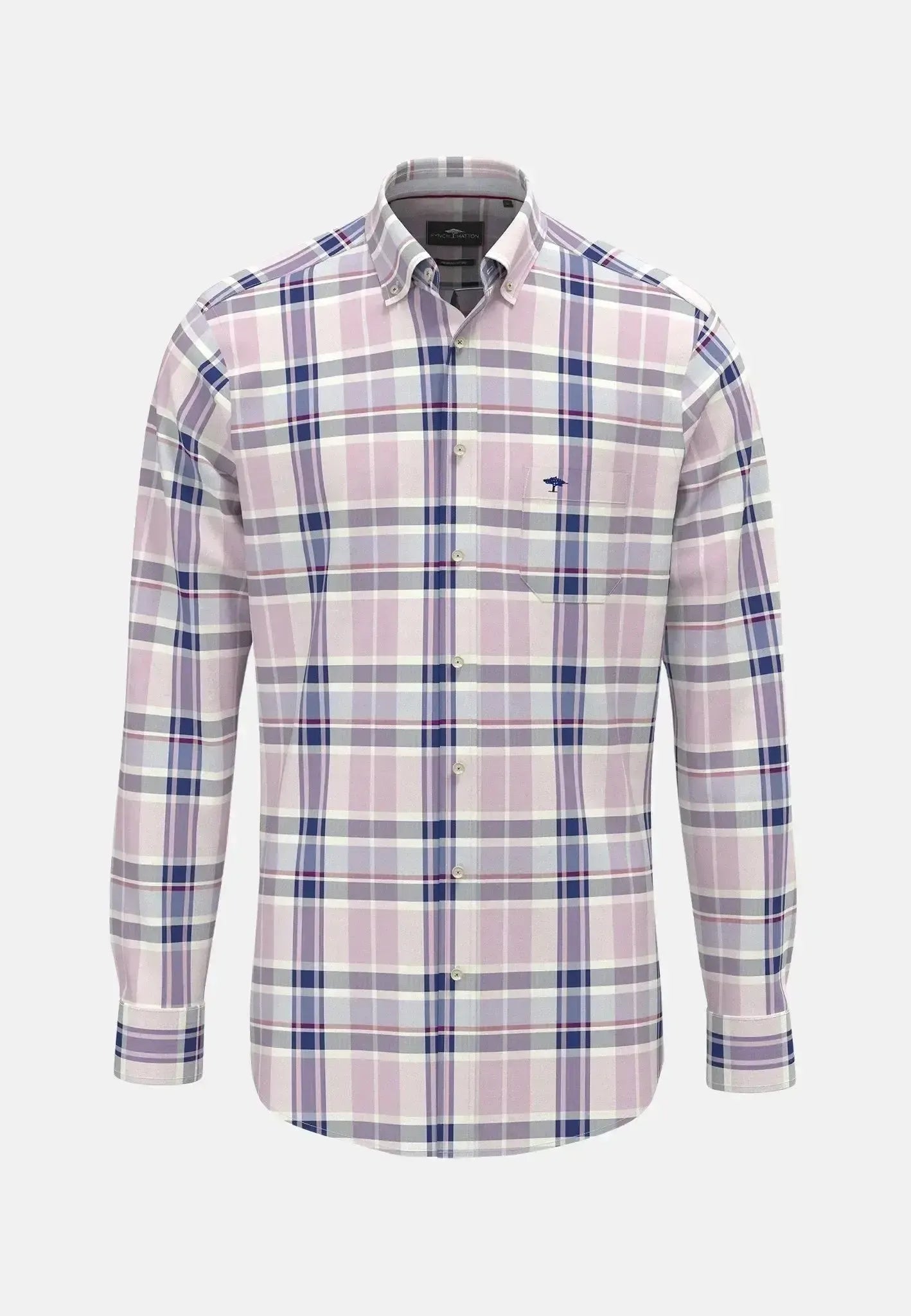 Fynch - Hatton Washed Oxford Check Shirt Magnolia - 15128110-464-S - northern threads uk