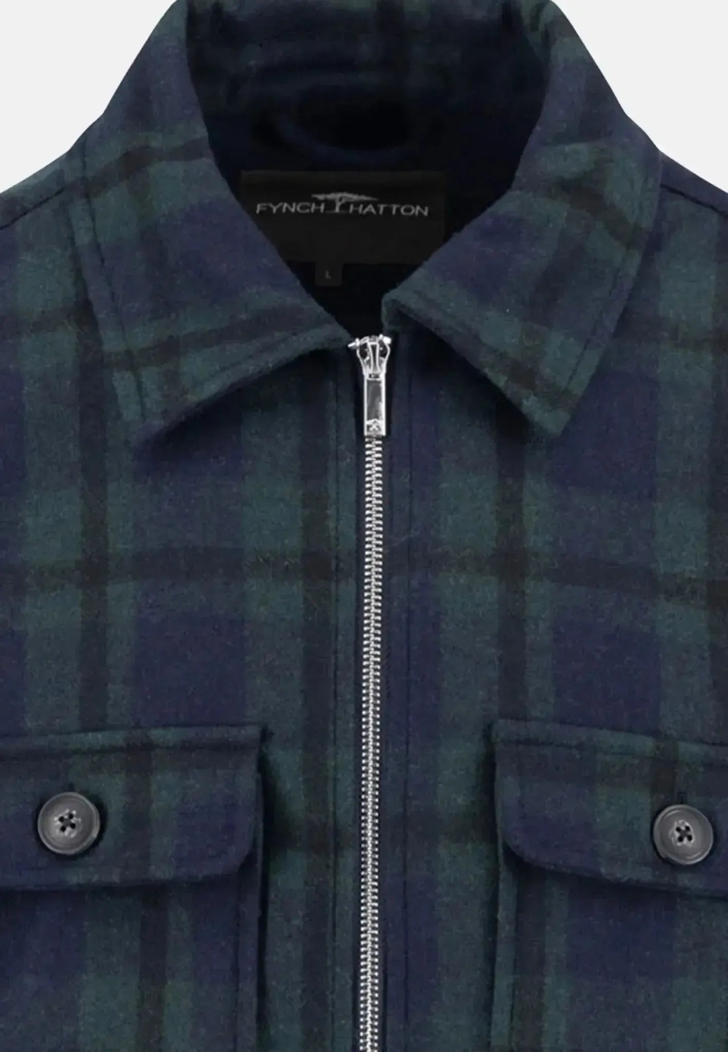 Fynch - Hatton Wool Mix Checked Overshirt Dark Navy - northern threads