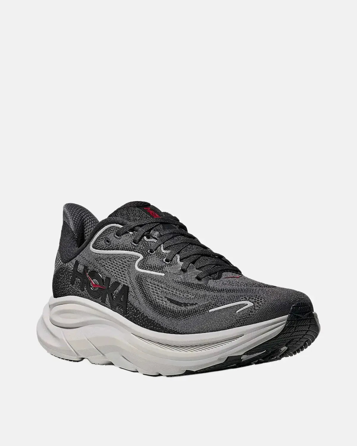 HOKA-HOKA CLIFTON 10 TRAINERS CARBON BLACK SATELLITE GREY-NORTHERN THREADS DESIGNER MENSWEAR