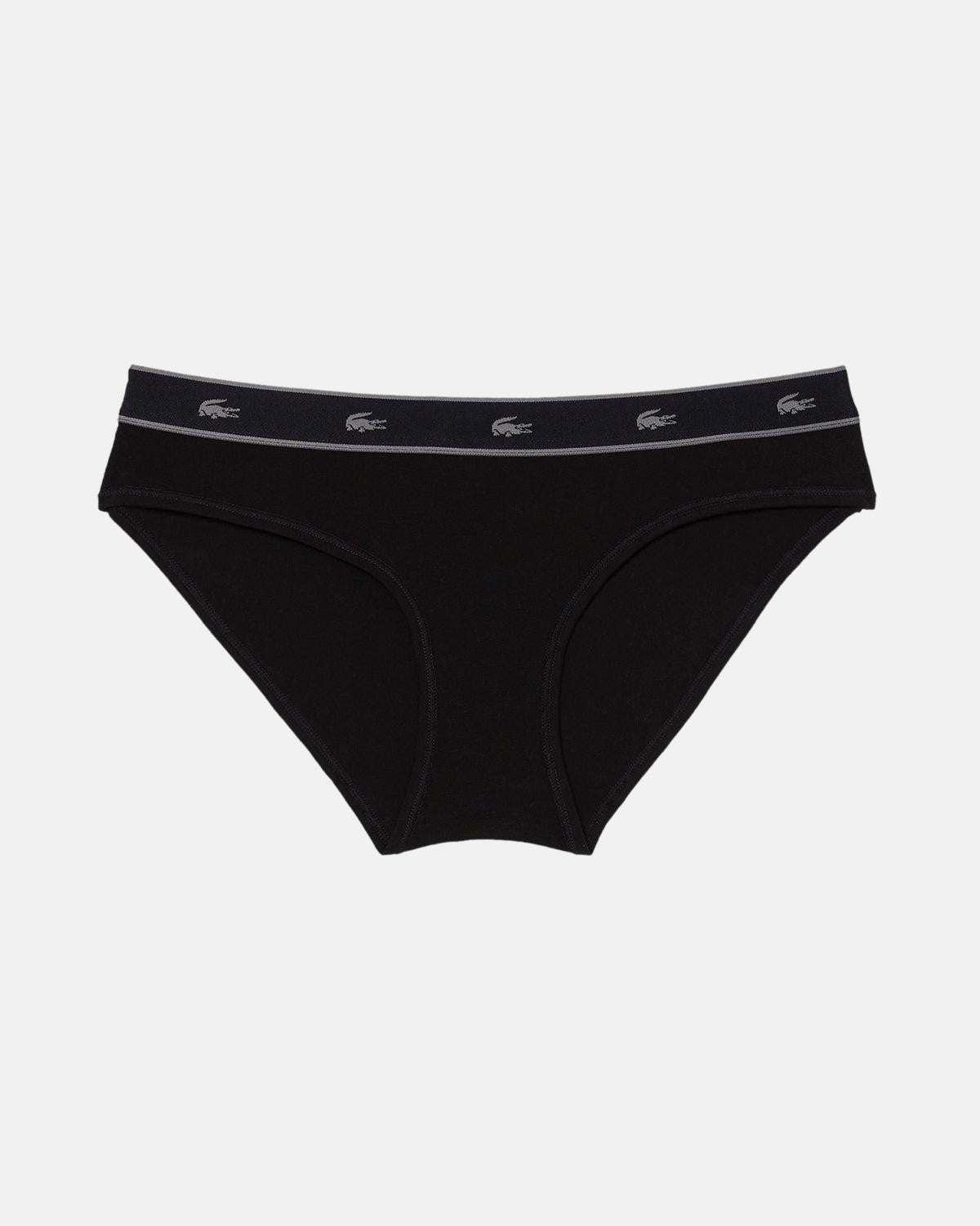 LACOSTE WOMENS ESSENTIAL STRETCH COTTON BRIEFS BLACK - LACOSTE-8F1326-00-031-XS - northern threads uk