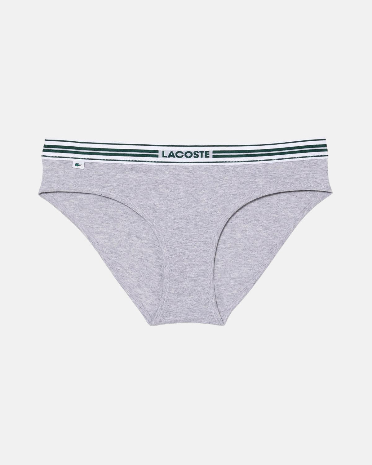 LACOSTE WOMENS HERITAGE STRETCH COTTON BRIEFS GREY CHINE - LACOSTE-8F1333-00-CCA-XS - northern threads uk
