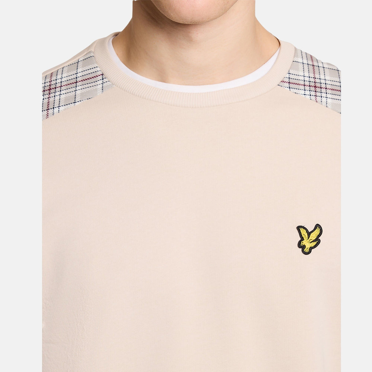 Lyle & Scott Check Panelled Crewneck Sweatshirt Cove | Northern Threads Designer Menswear