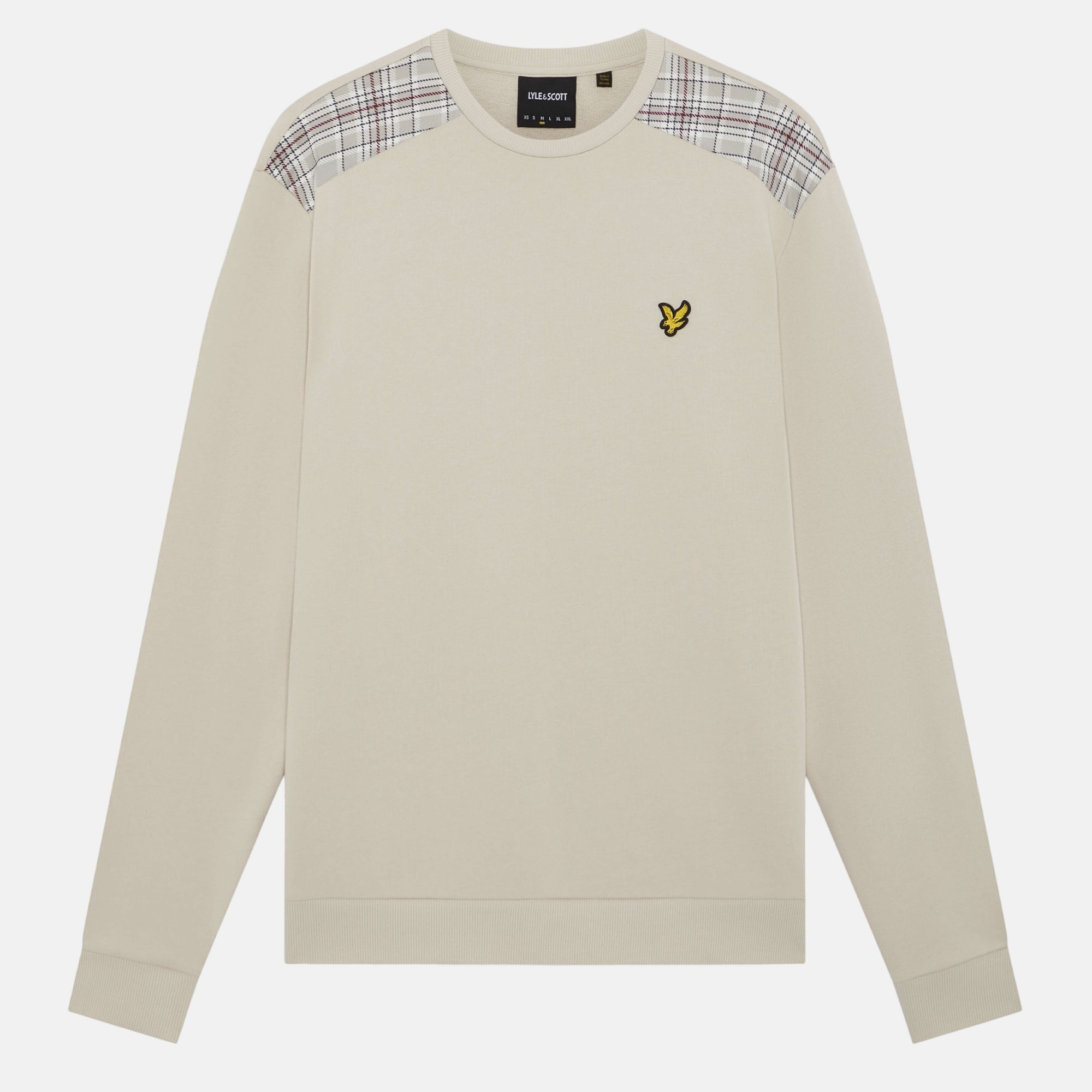 Lyle & Scott Check Panelled Crewneck Sweatshirt Cove - SPR1085-S - northern threads uk
