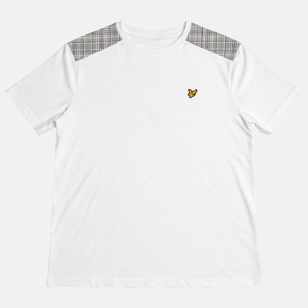 Lyle & Scott Check Panelled T-Shirt White - SPR1088-S - northern threads uk
