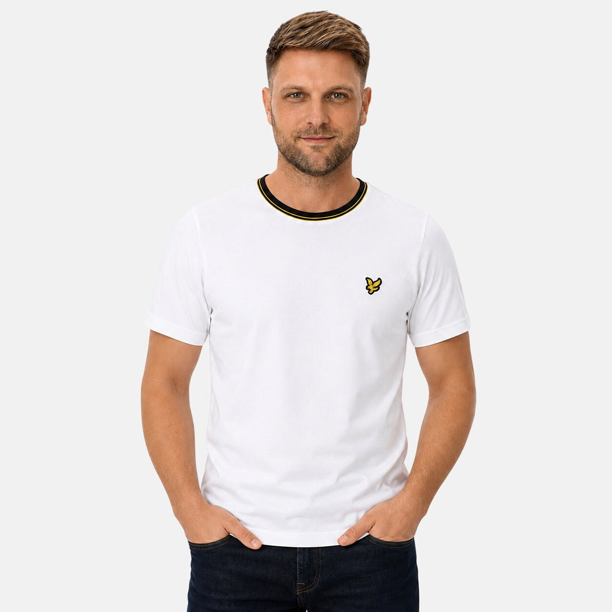 Lyle & Scott Tipped Track T-Shirt White | Northern Threads Designer Menswear