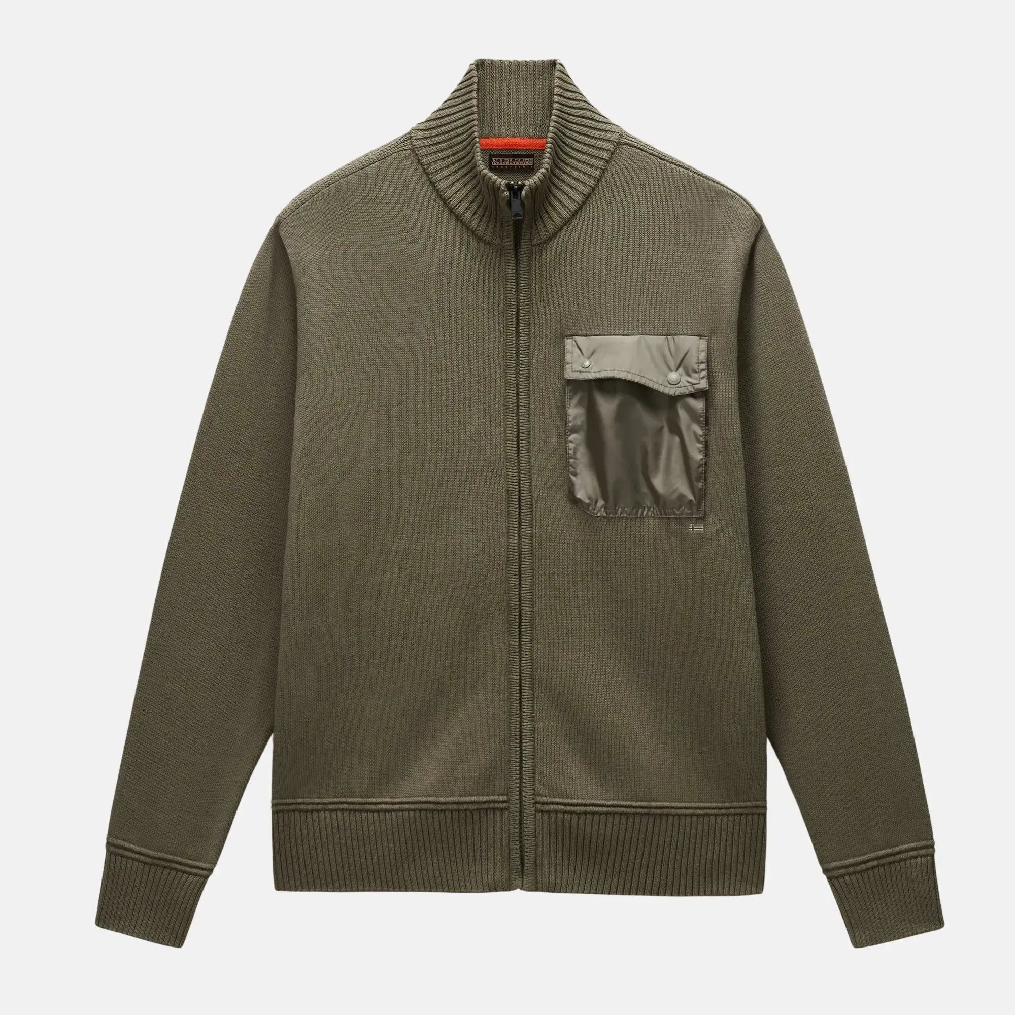 Napapijri Berti Full Zip Knitted Jumper Tea Leaf - SPR578-M - northern threads uk