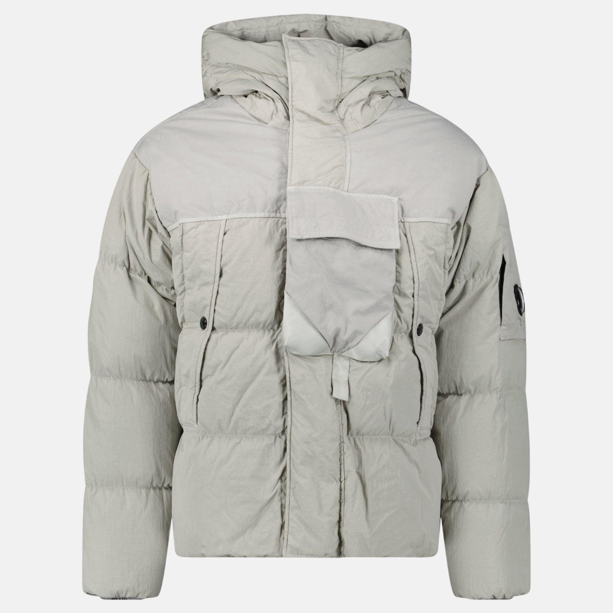 CP Company Eco-Chrome R Mixed Hooded Down Jacket Grey